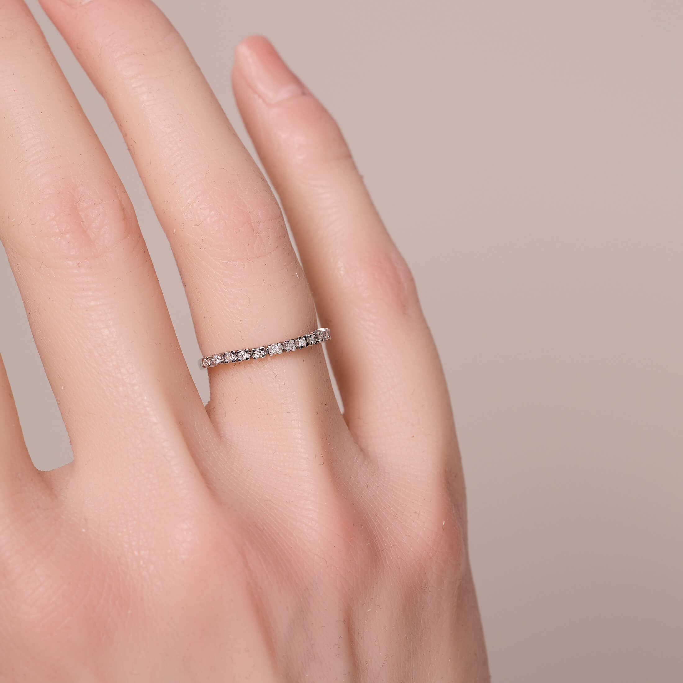 18K Gold White Diamond Half Eternity Soft Ring - Jewelry And Store