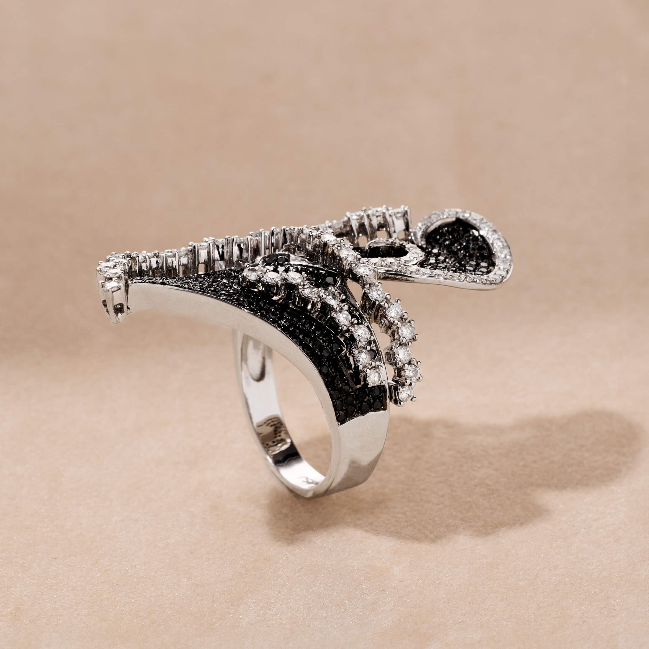 18K Gold Black Diamond Statement Ring - Jewelry And Store