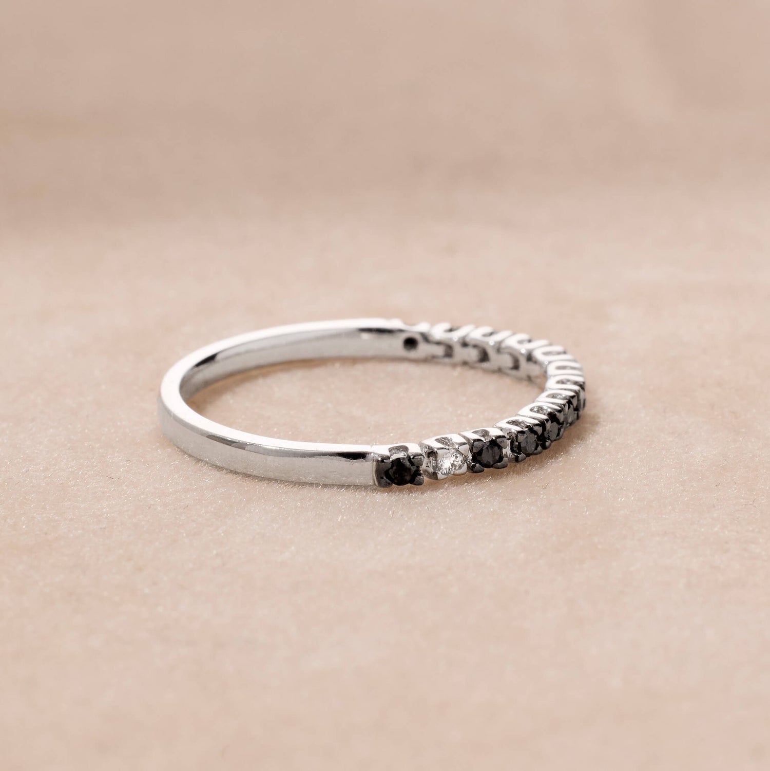 18K Gold Black Diamond Half Soft Ring - Jewelry And Store