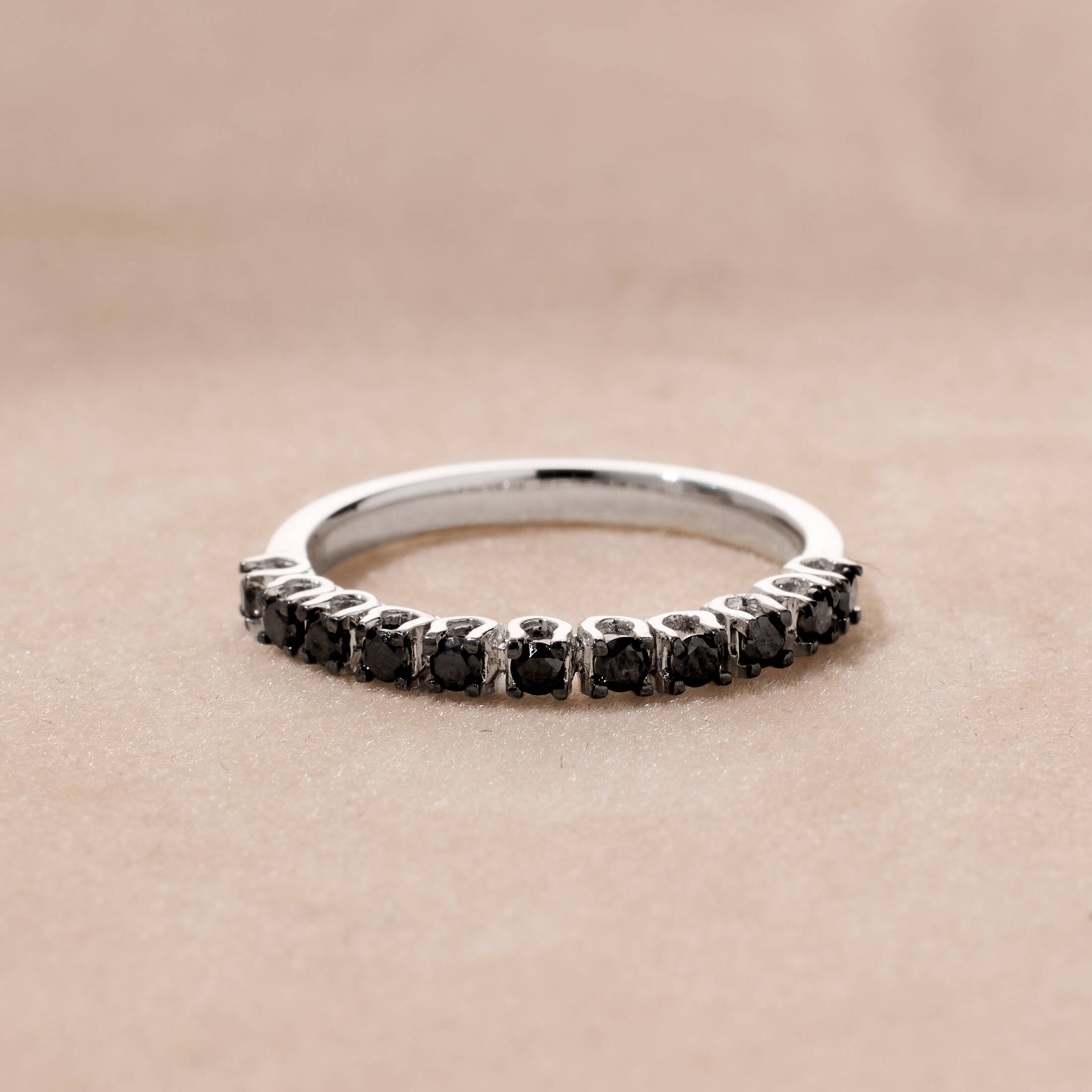 18K Gold Black Diamond Half Soft Ring - Jewelry And Store
