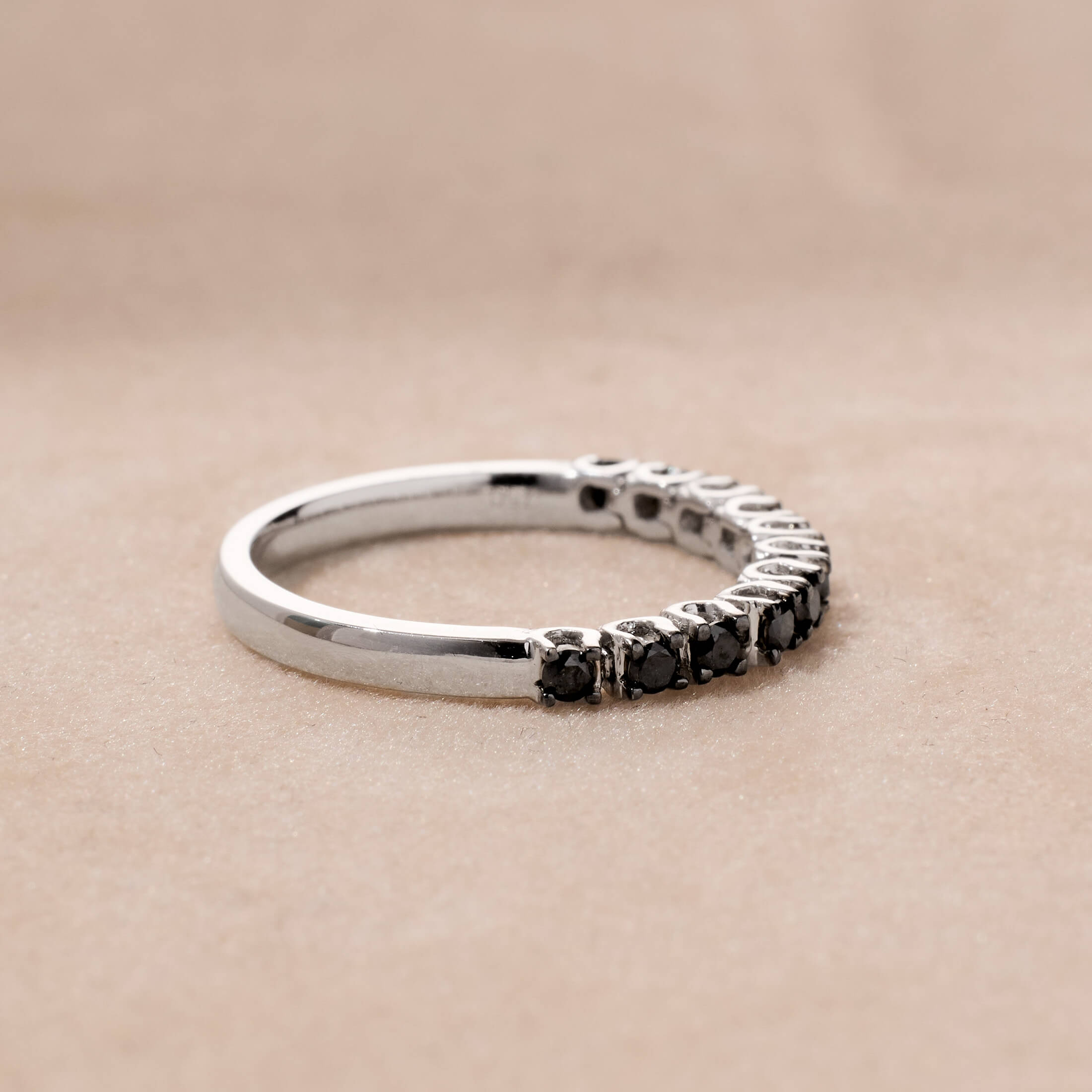18K Gold Black Diamond Half Soft Ring - Jewelry And Store