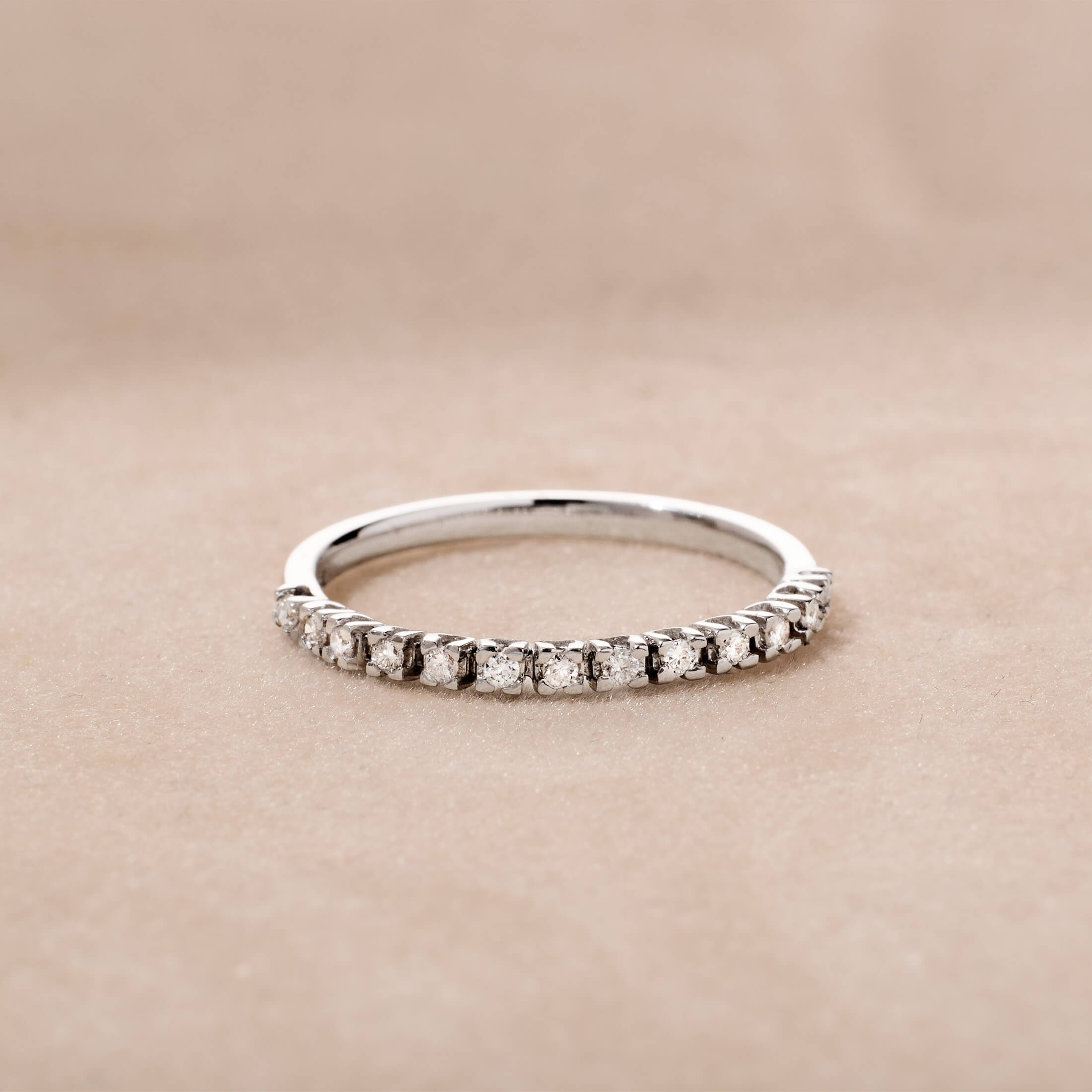 18K Gold White Diamond Half Eternity Soft Ring - Jewelry And Store