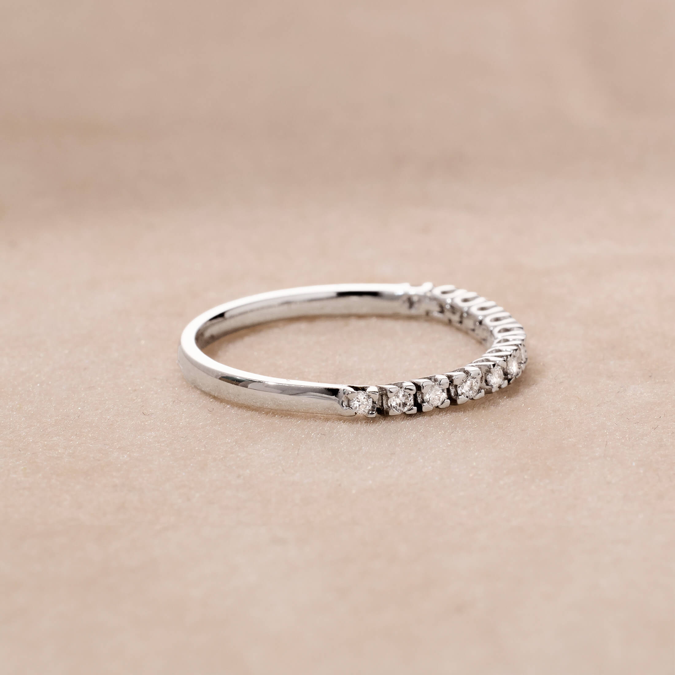 18K Gold White Diamond Half Eternity Soft Ring - Jewelry And Store
