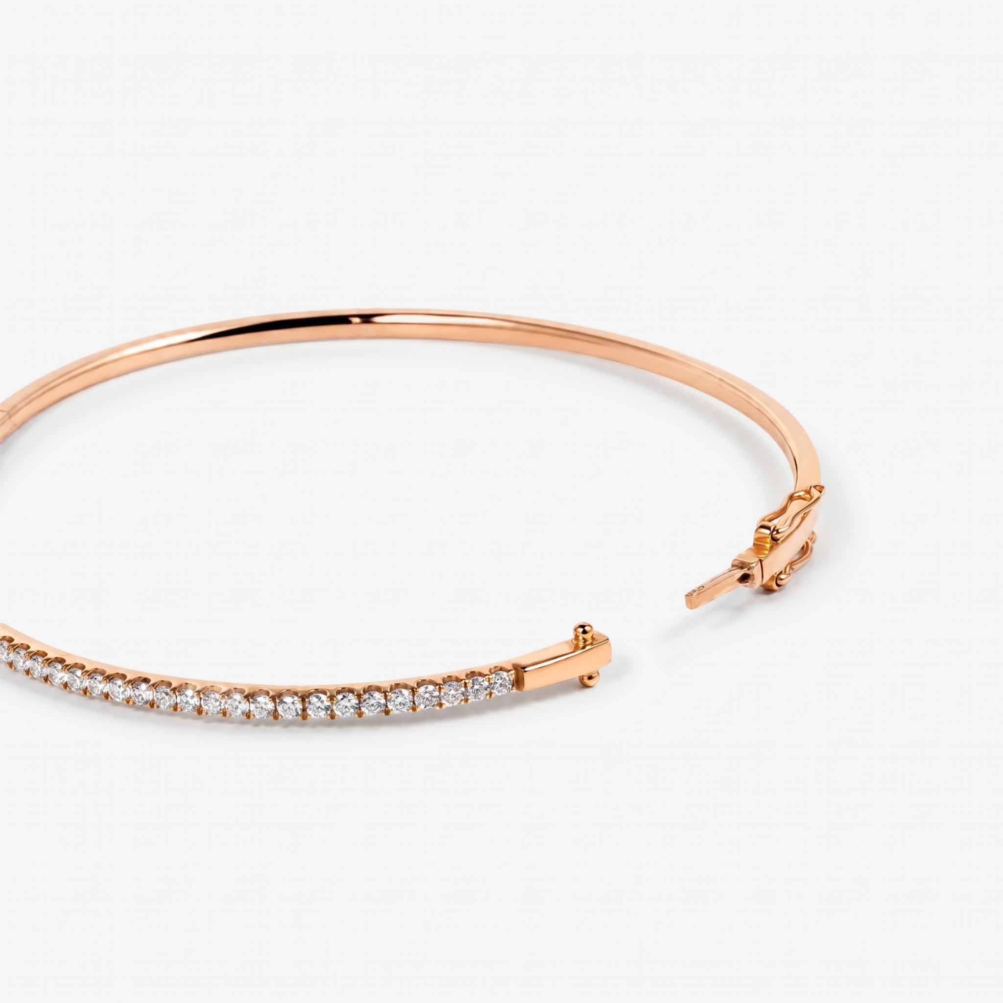 Classic Single Row Diamond Tennis Bangle in 18K Rose Gold - JewelryAndStore