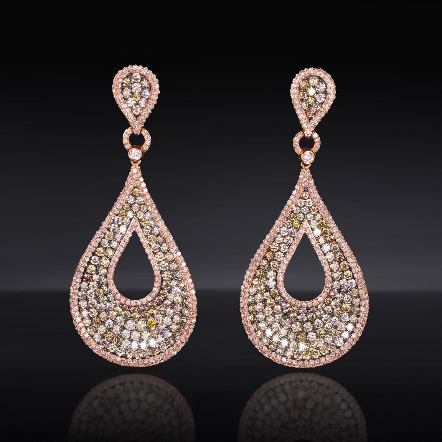 18K Rose Gold Teardrop Diamond Earrings - Jewelry And Store