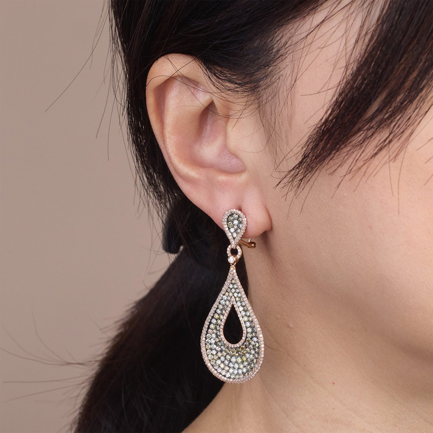 18K Rose Gold Teardrop Diamond Earrings - Jewelry And Store