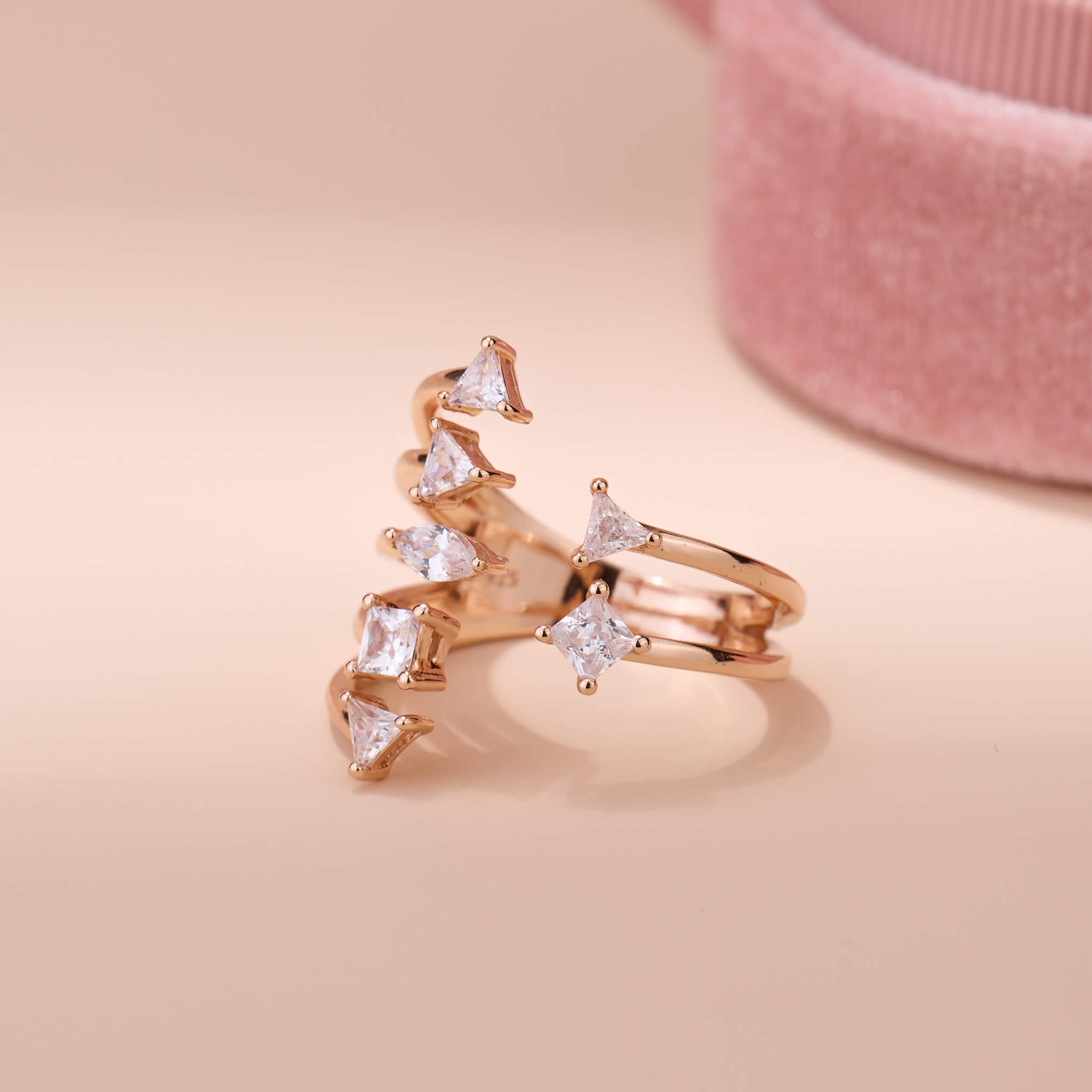 925 Silver Linear Ribbon Open Ring - Jewelry And Store