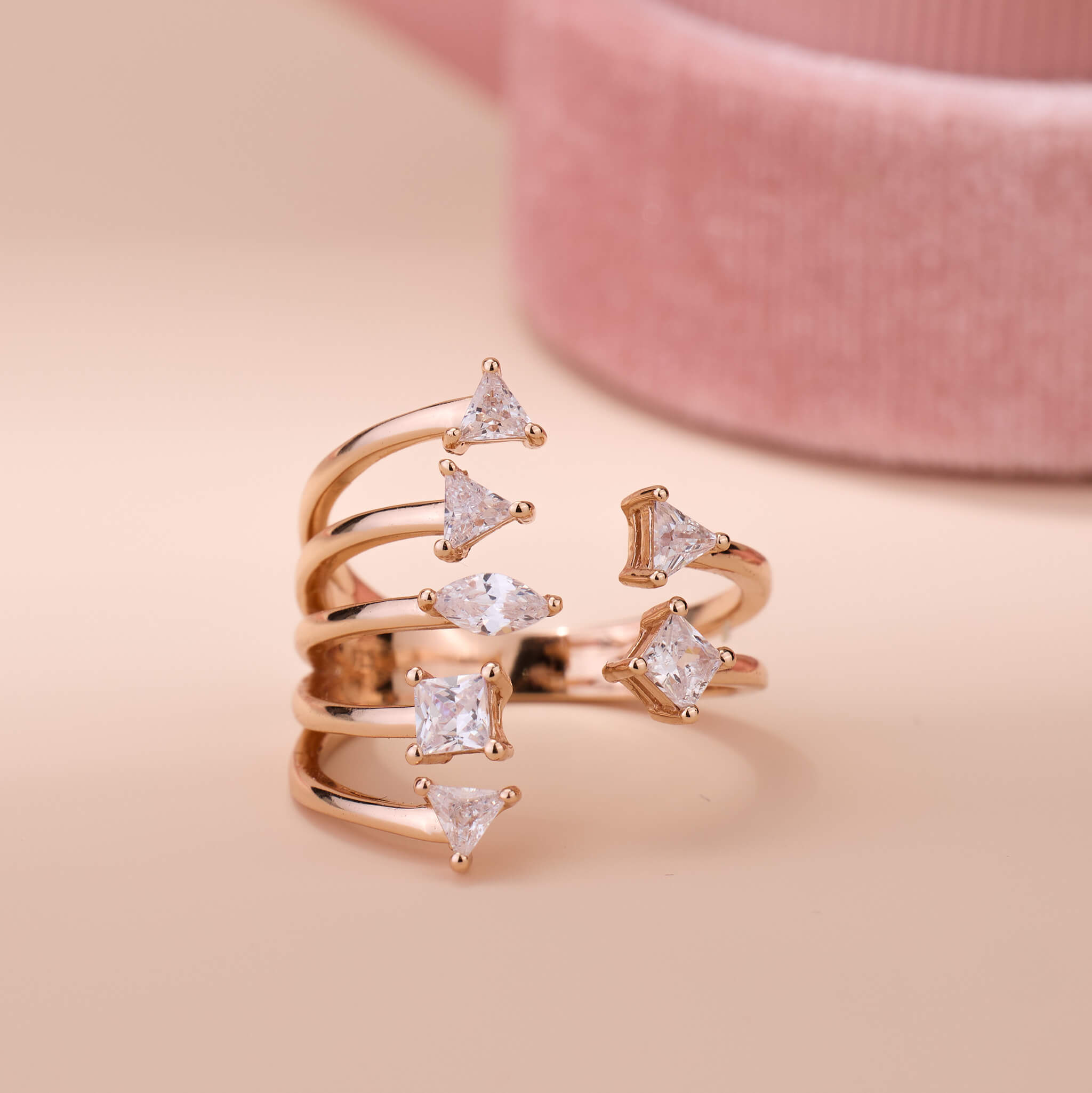 925 Silver Linear Ribbon Open Ring - Jewelry And Store