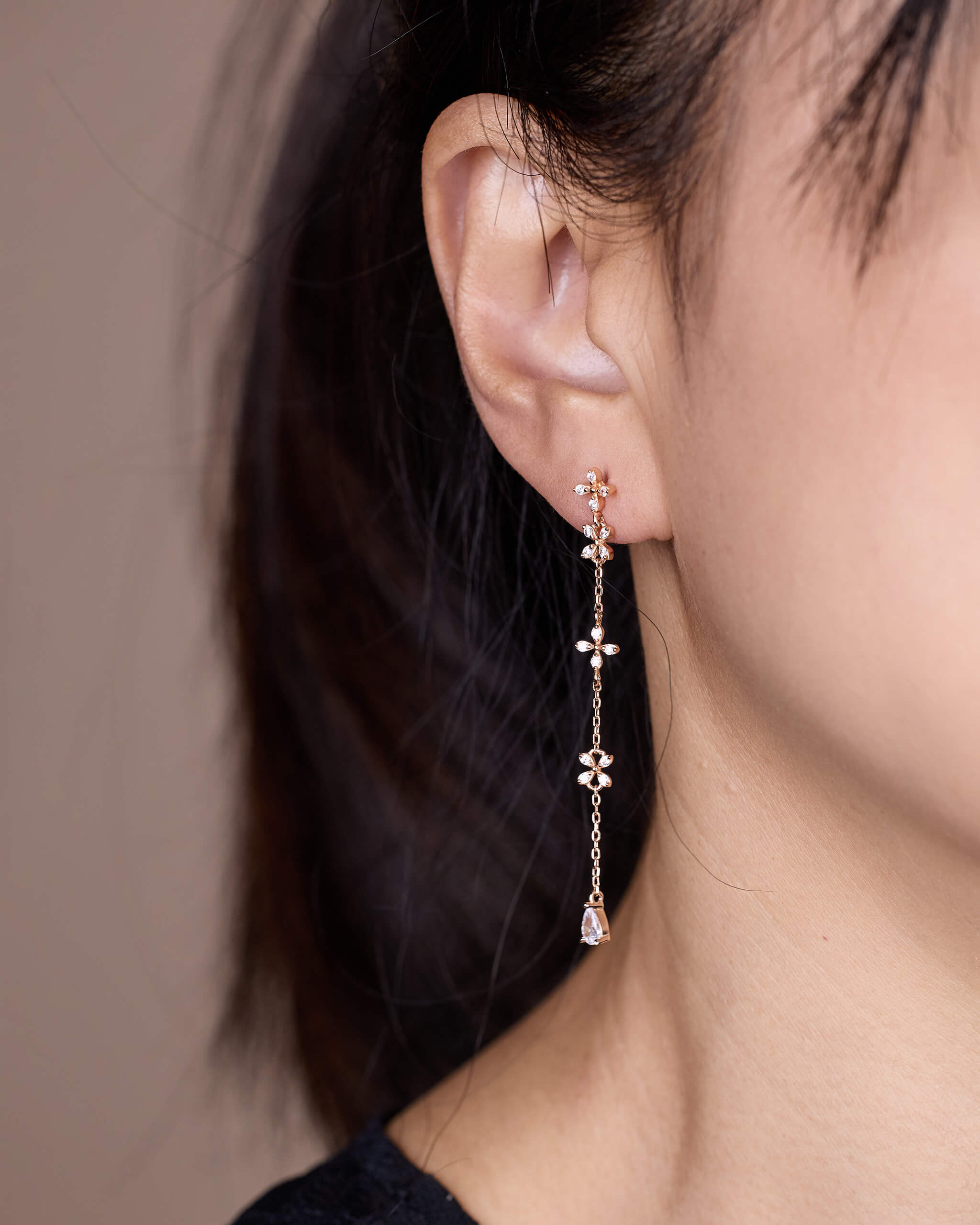 925 Silver Flower Threader Earrings - Jewelry And Store