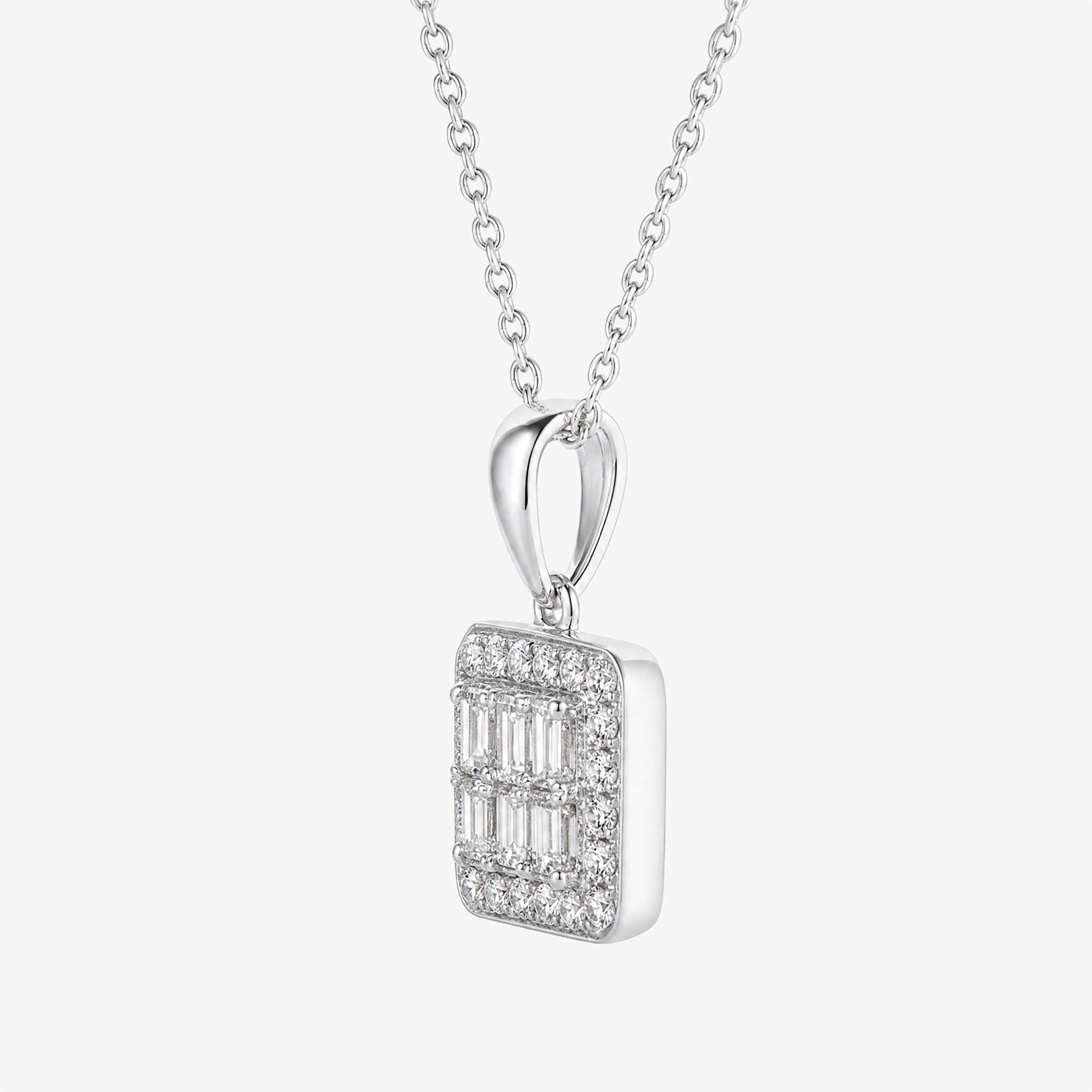 0.43ct Natural Diamond Baguette Illusion Pendant in 18K Gold - JewelryandStore