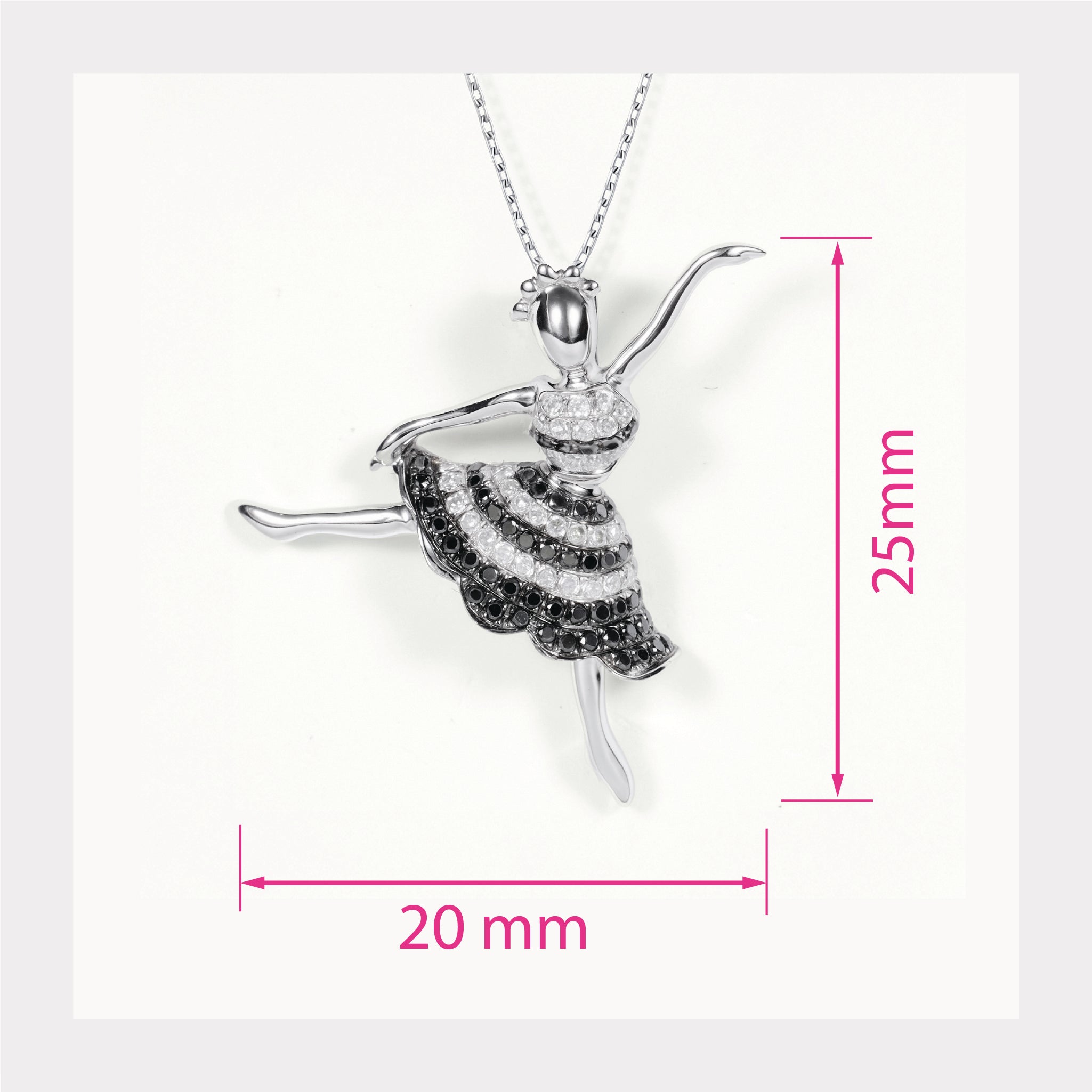 18K White Gold Ballerina Pendant with Natural Diamonds - JewelryAndStore