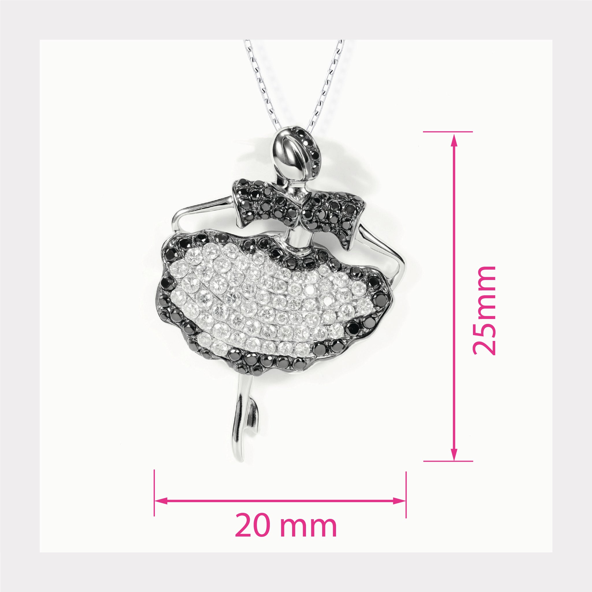 18K White Gold Ballerina Pendant with Natural Diamonds - JewelryAndStore