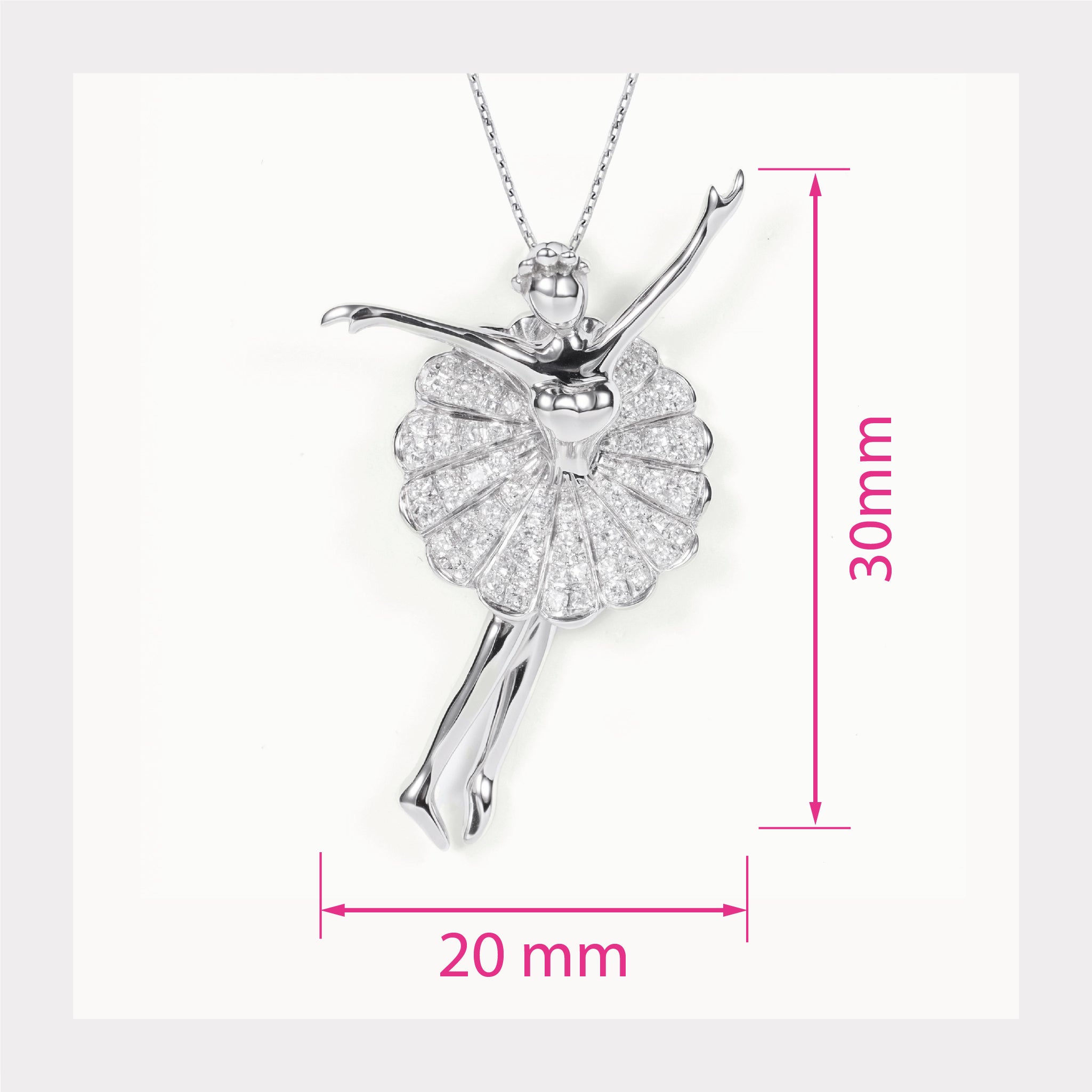 18K White Gold Ballerina Pendant with Natural Diamonds - JewelryAndStore