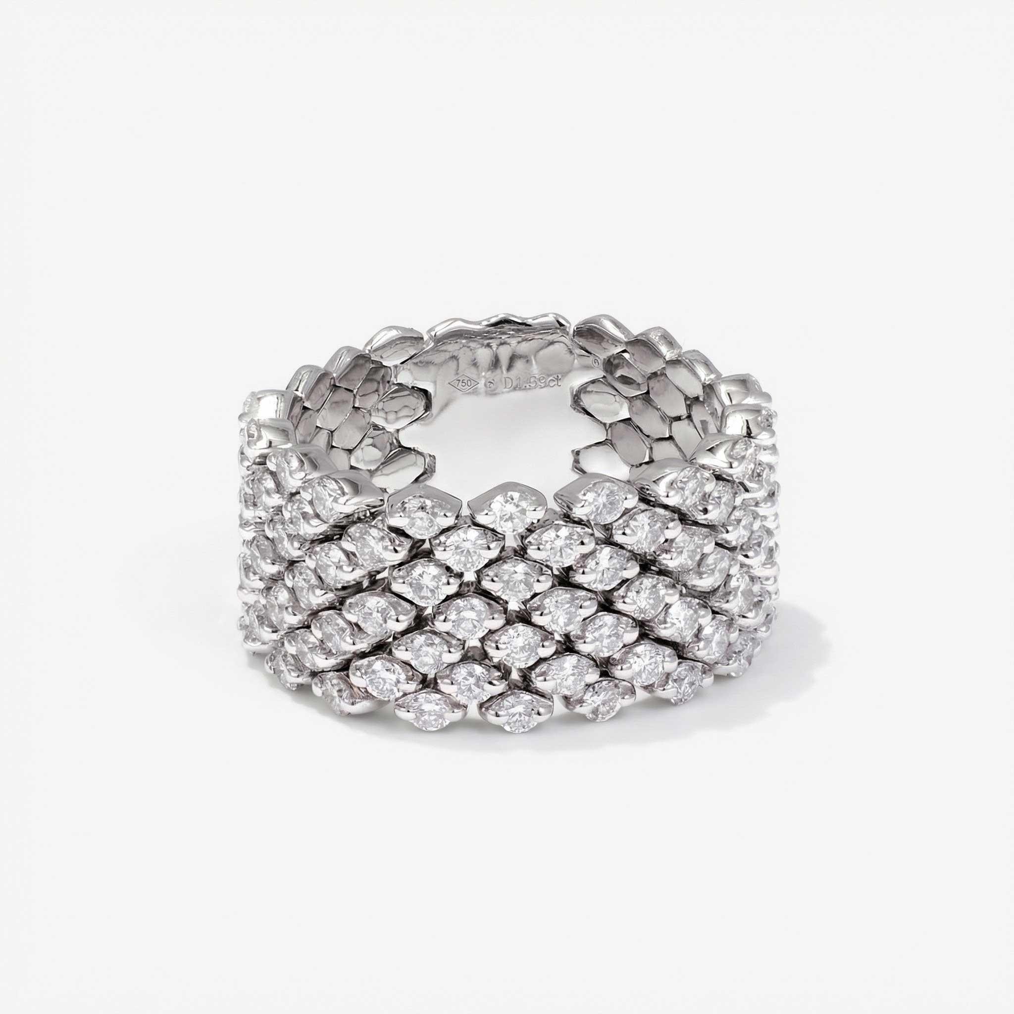 1.57ct Natural Diamond Modern Wide Band Ring 18K Gold - JewelryandStore