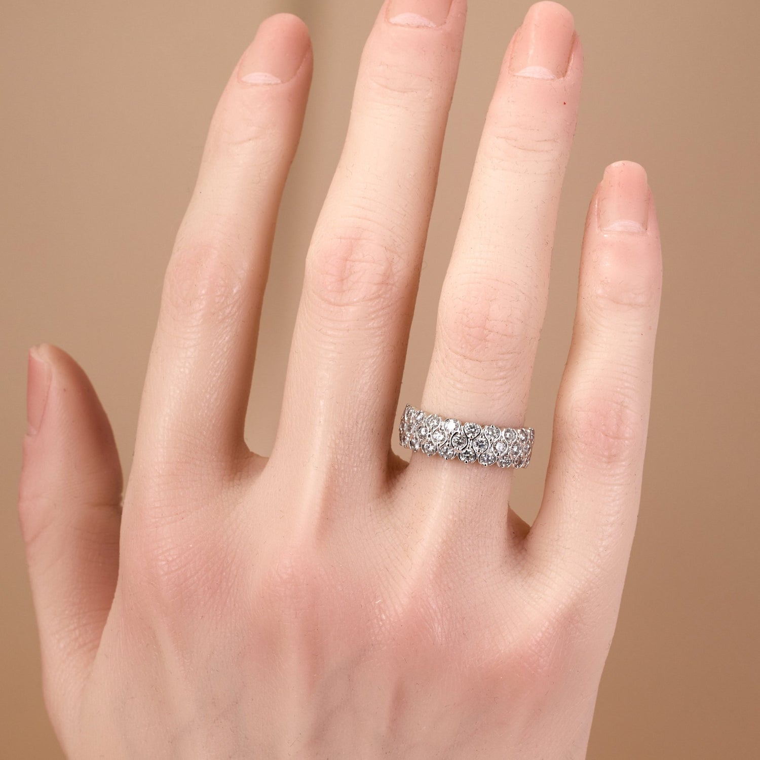 18K White Gold Diamond Band with 1.20ct.tw. Natural Diamonds - Jewelry And Store