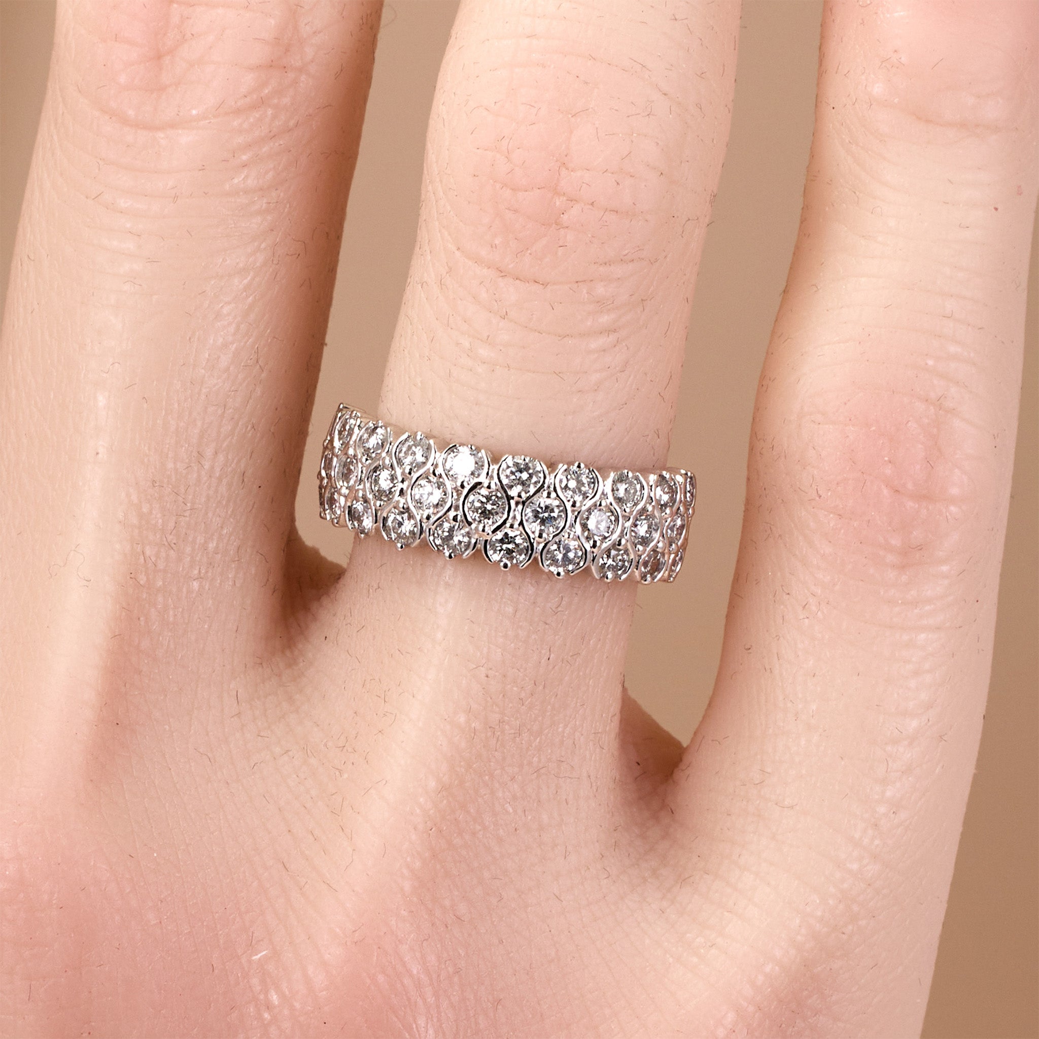 18K White Gold Diamond Band with 1.20ct.tw. Natural Diamonds - JewelryAndStore