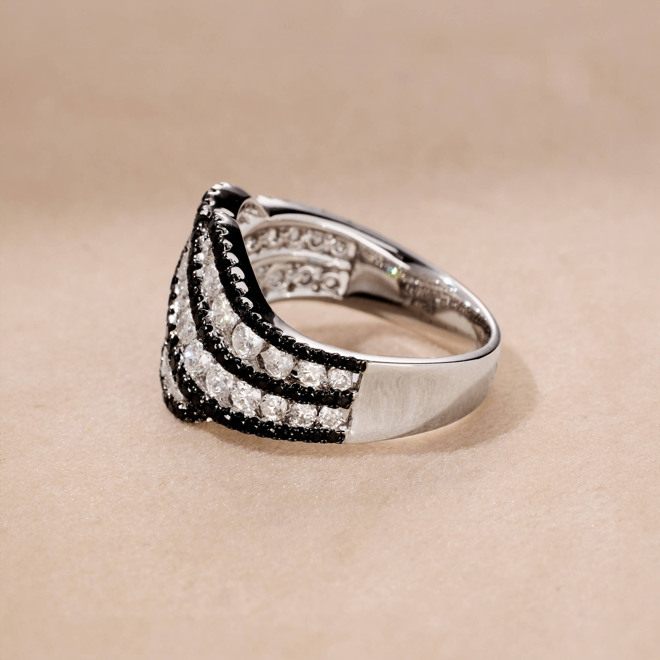 18K Gold Black Diamond Statement Ring - Jewelry And Store