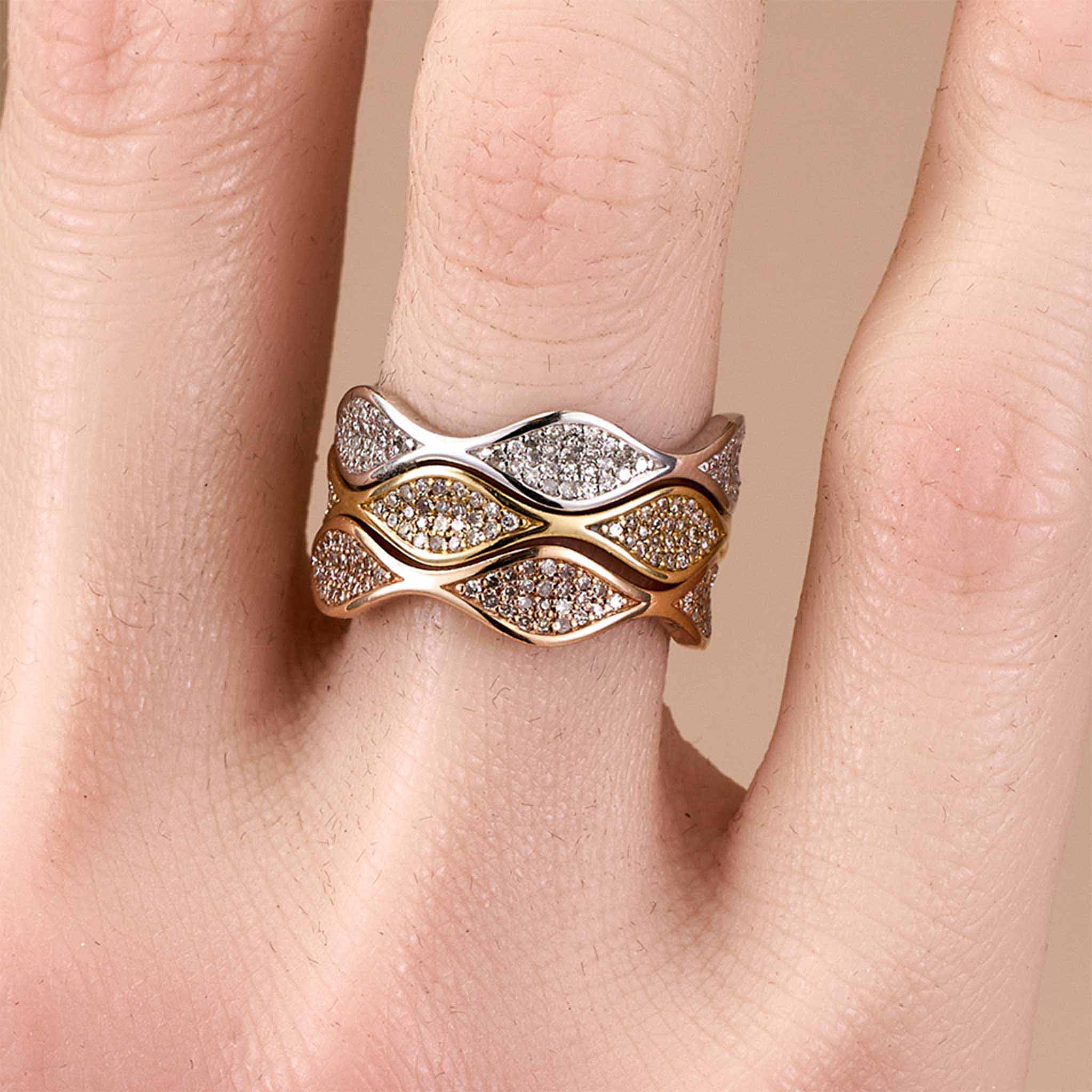 1.06ct Natural Diamond 3 - in - 1 Convertible Stackable Ring in 14K Gold - JewelryAndStore
