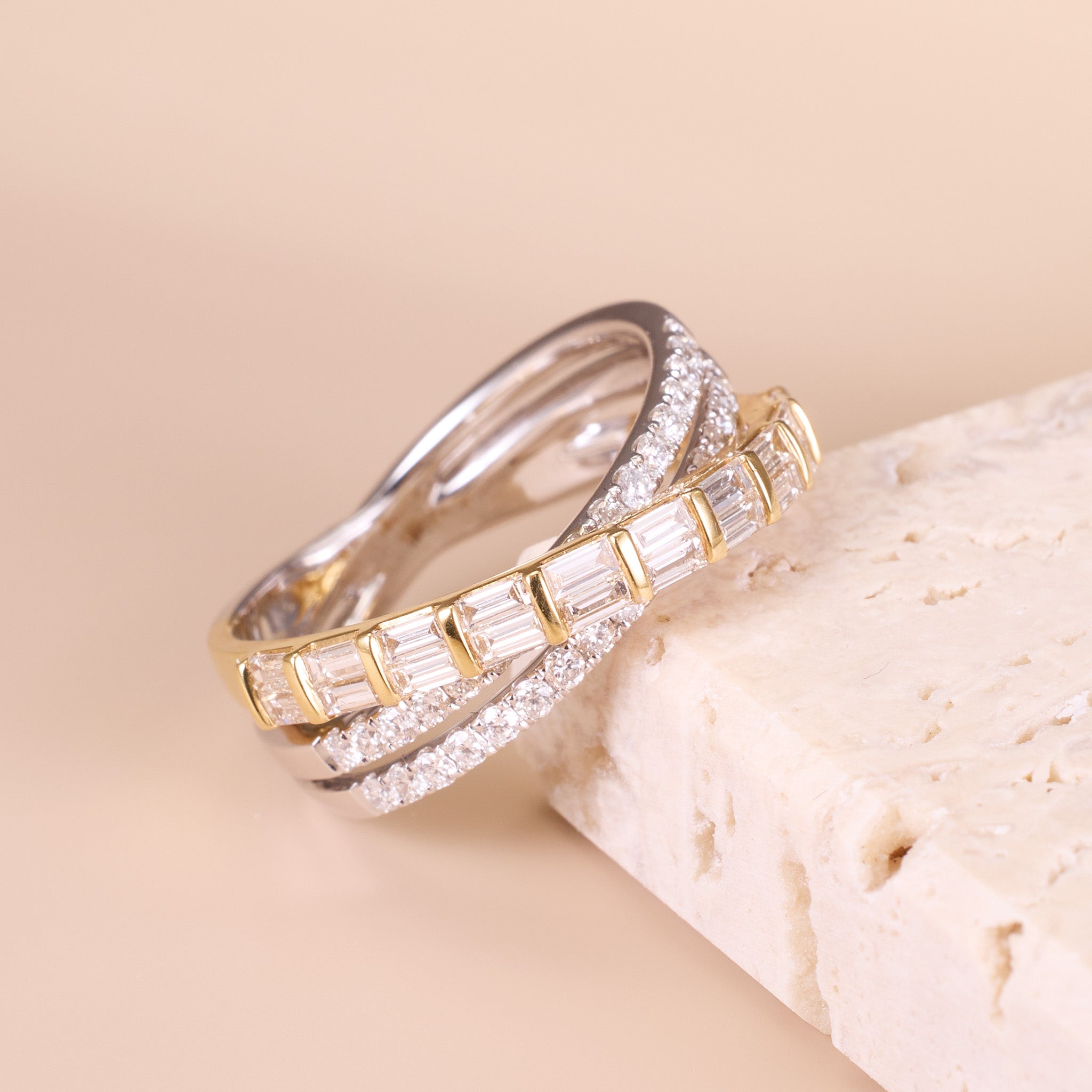 18K Gold X - Cross Diamond Ring - Jewelry And Store