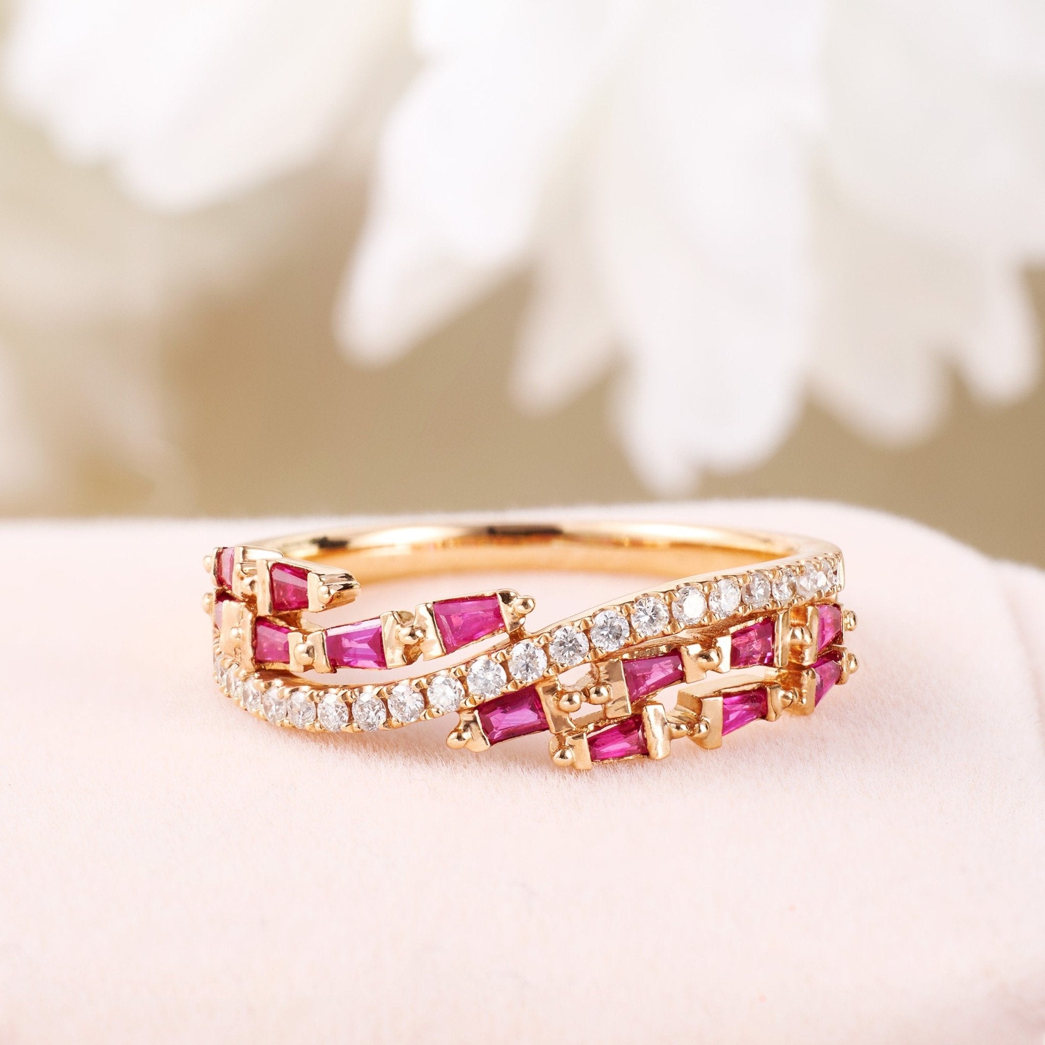 18K Gold Natural Diamond Sapphire Band - Jewelry And Store