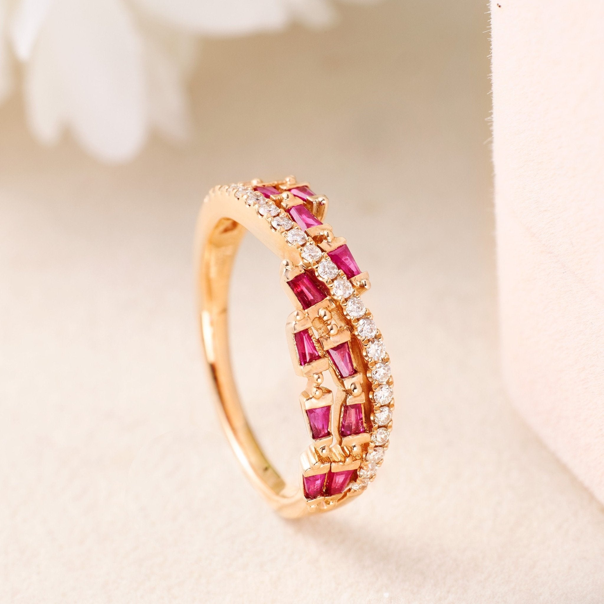 18K Gold Natural Diamond Sapphire Band - Jewelry And Store