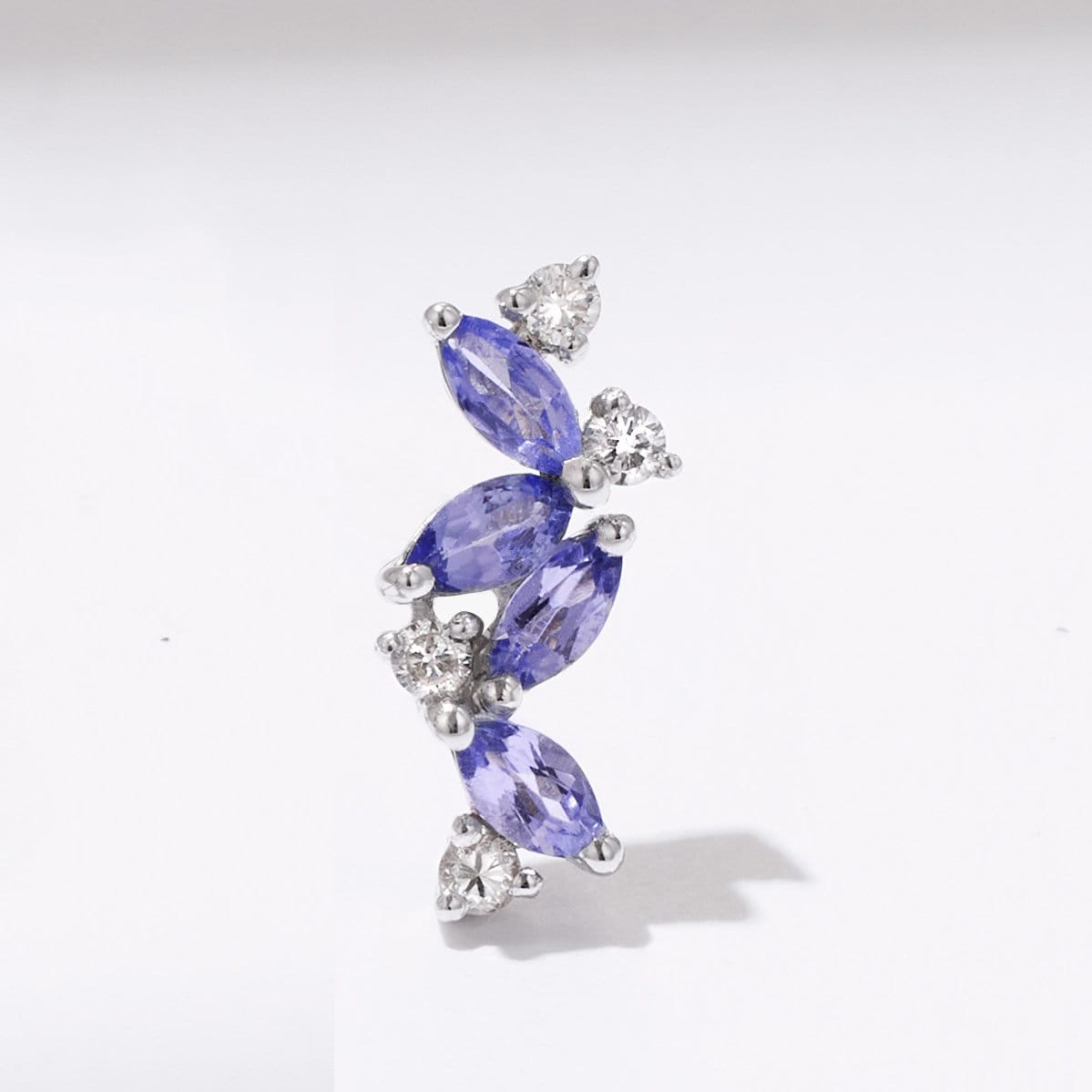 18K Gold Marquise Lavender Tanzanite Flower Stud Earrings - Jewelry And Store