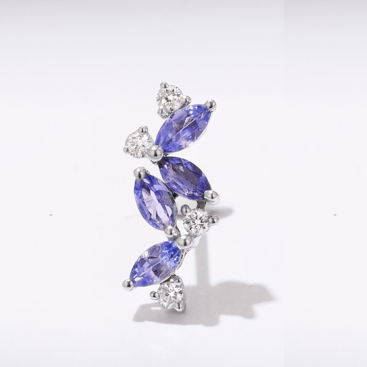 18K Gold Marquise Lavender Tanzanite Flower Stud Earrings - Jewelry And Store