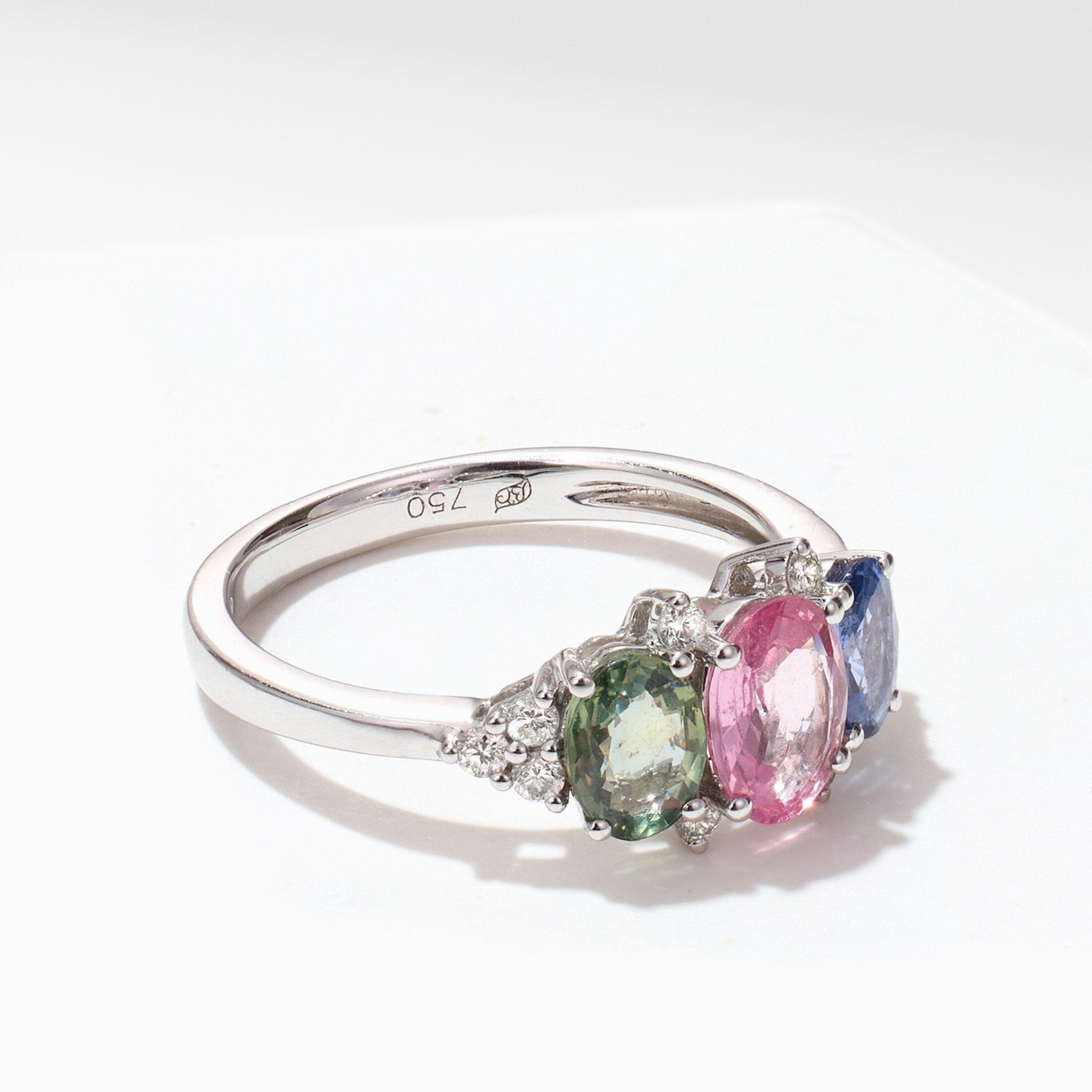 18K Gold Multi - Colored Fancy Sapphire & Diamond Ring - Jewelry And Store