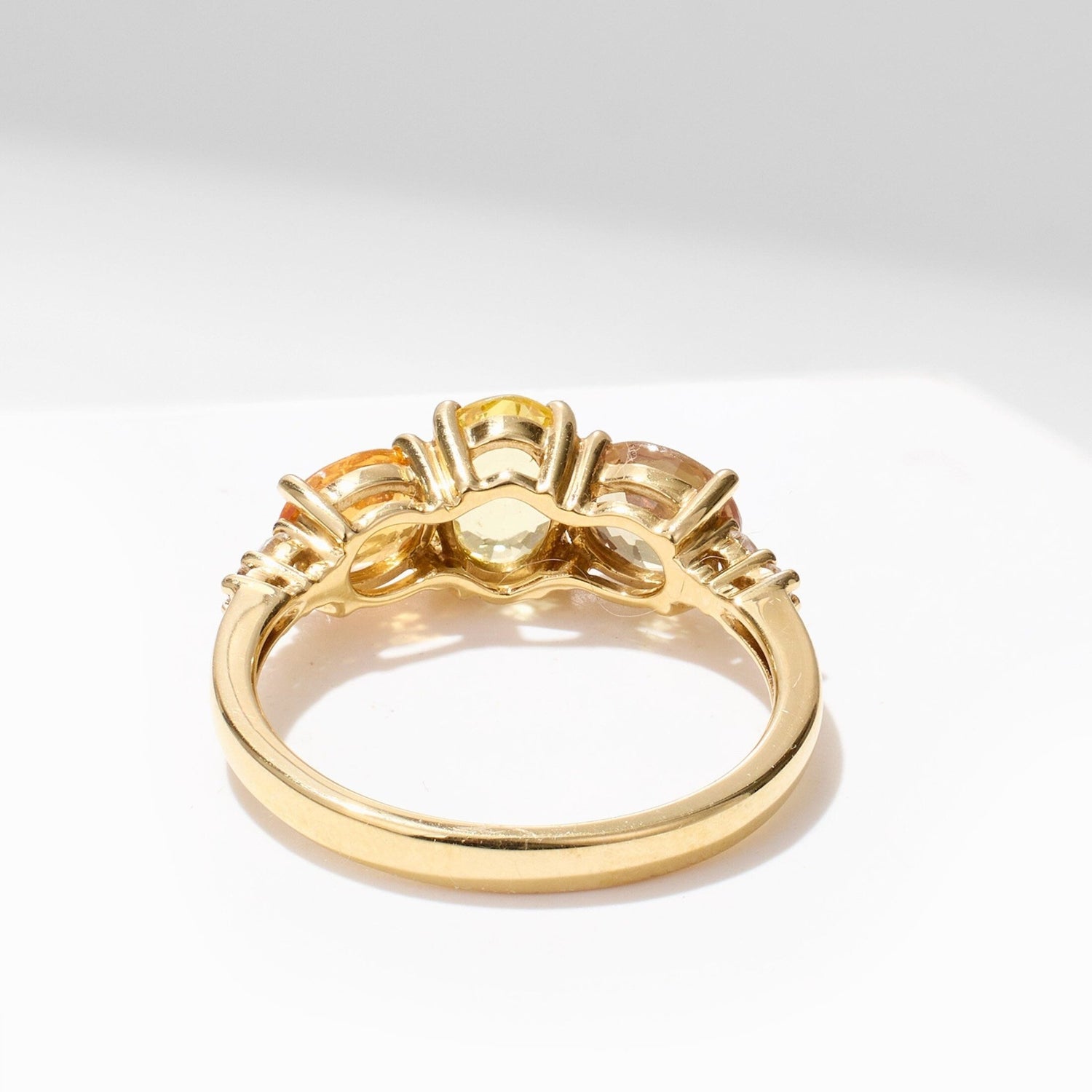 18K Gold Natural Sapphire Three Stone Ring - Jewelry And Store