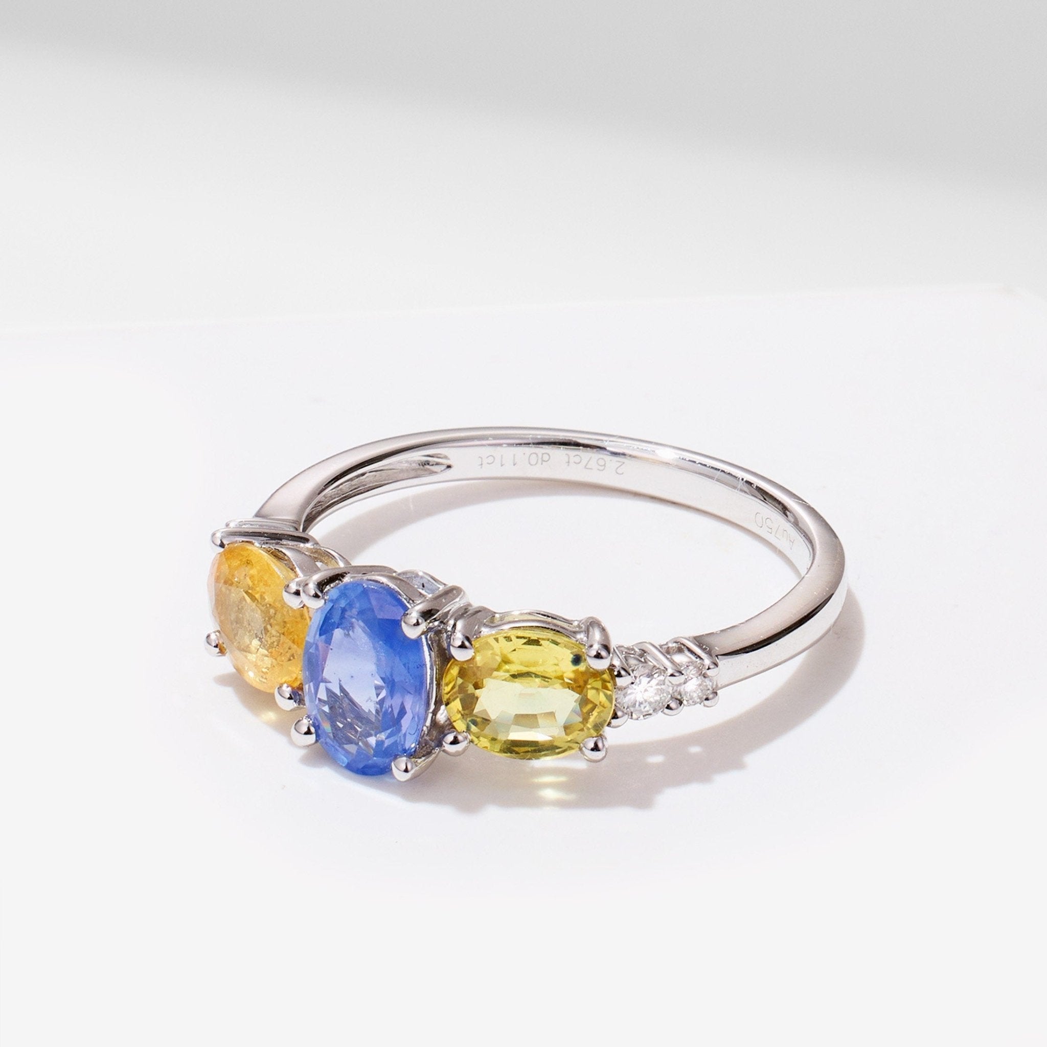 18K Gold Multi - Colored Fancy Sapphire & Diamond Ring - Jewelry And Store
