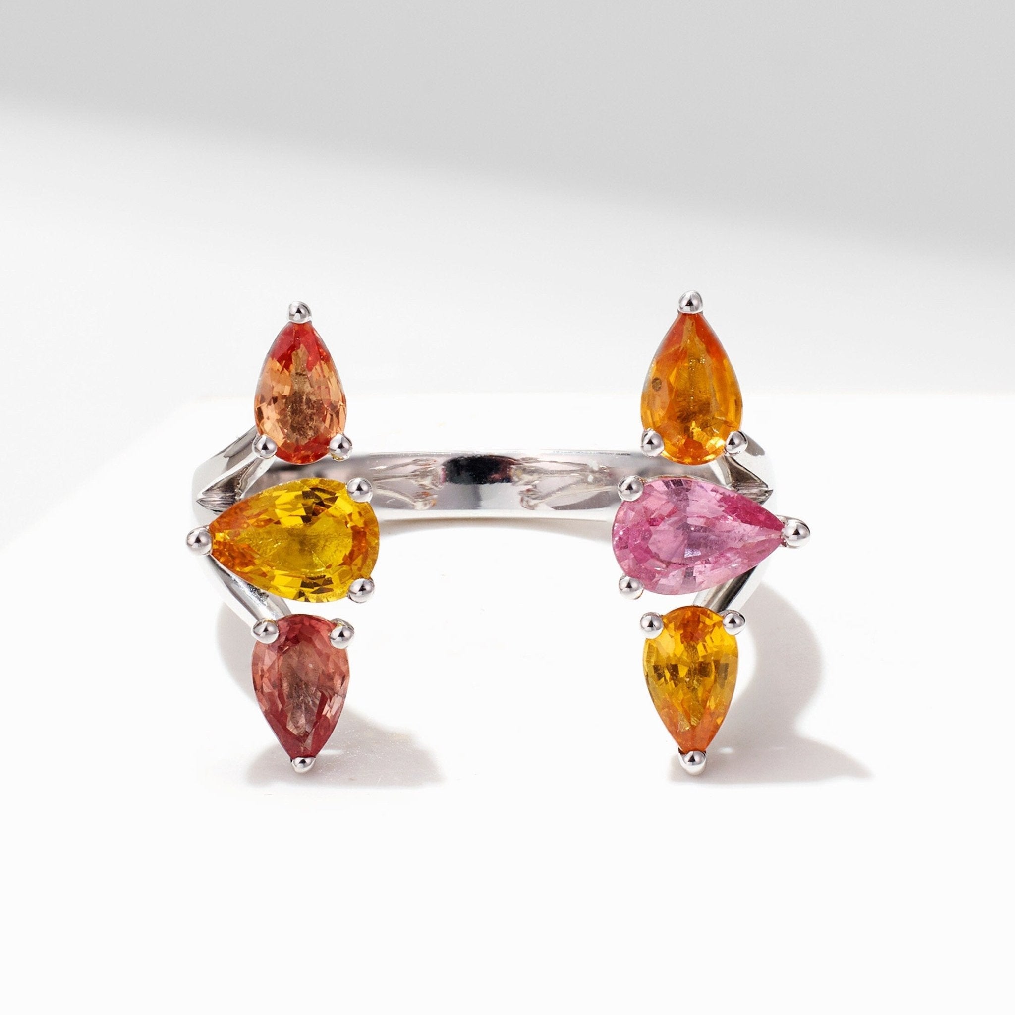 18K Gold Tulip Wrap Ring with Natural Fancy Sapphire - Jewelry And Store