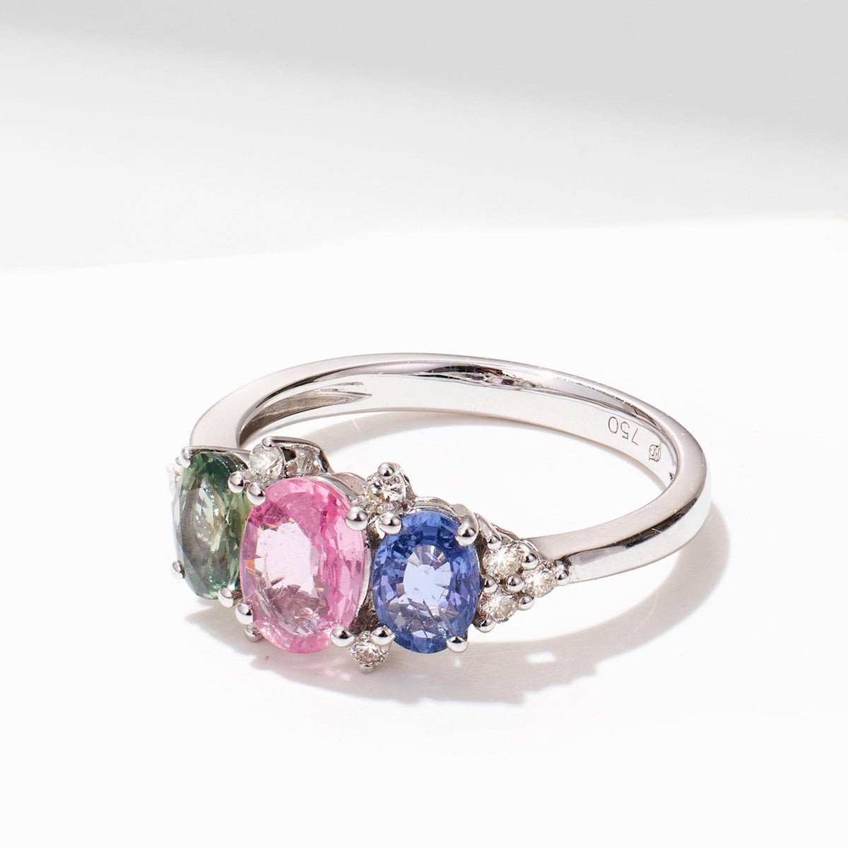 18K Gold Multi - Colored Fancy Sapphire & Diamond Ring - Jewelry And Store