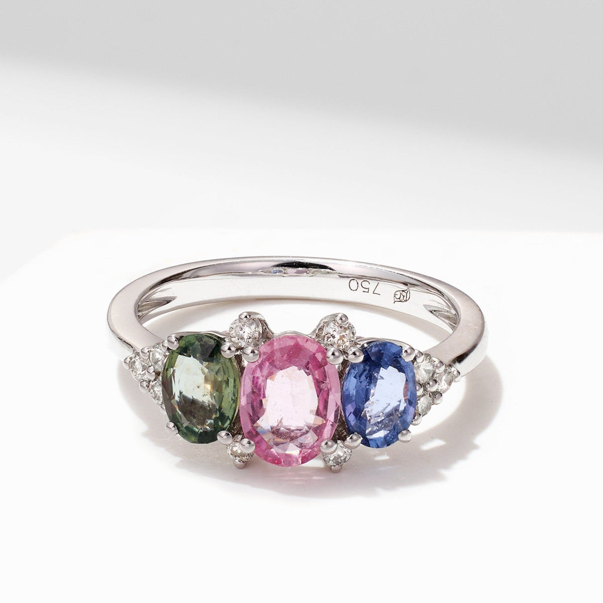 18K Gold Multi - Colored Fancy Sapphire & Diamond Ring - Jewelry And Store