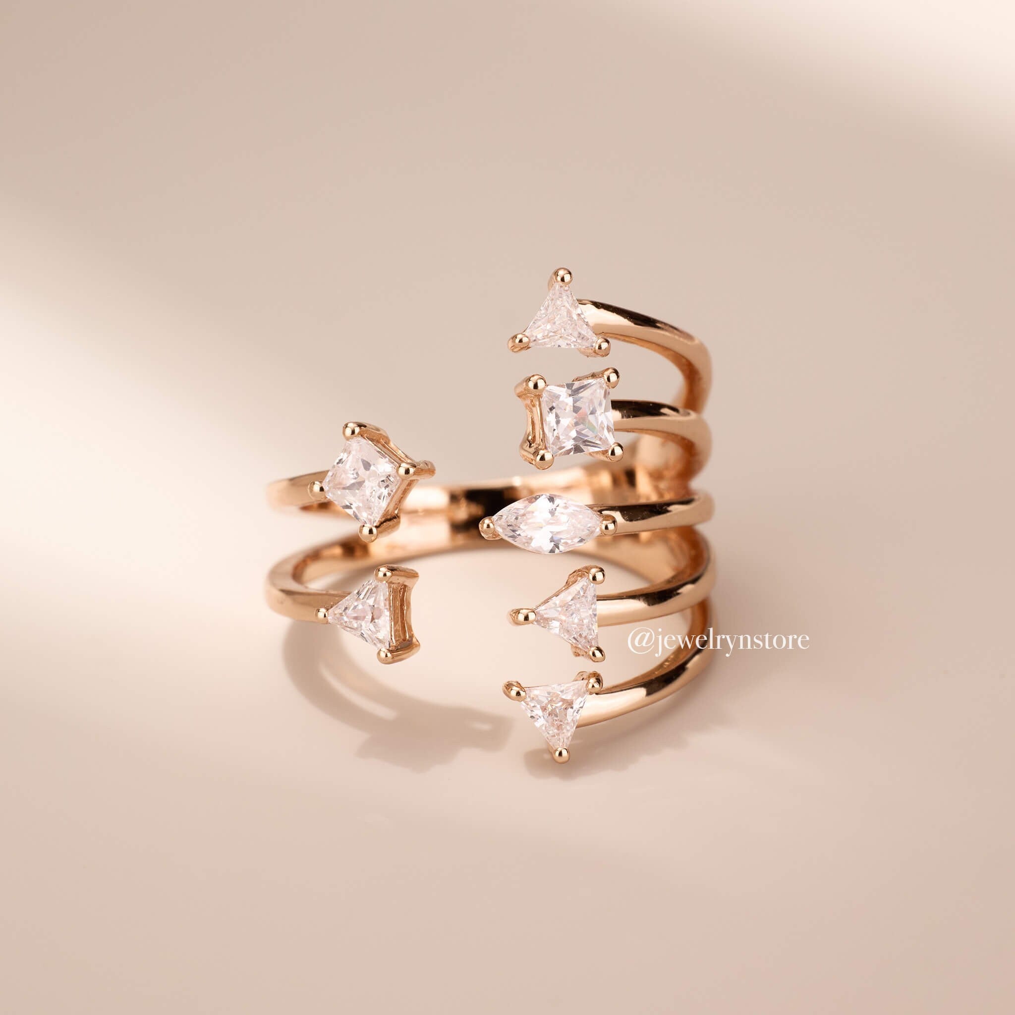 925 Silver Linear Ribbon Open Ring - Jewelry And Store