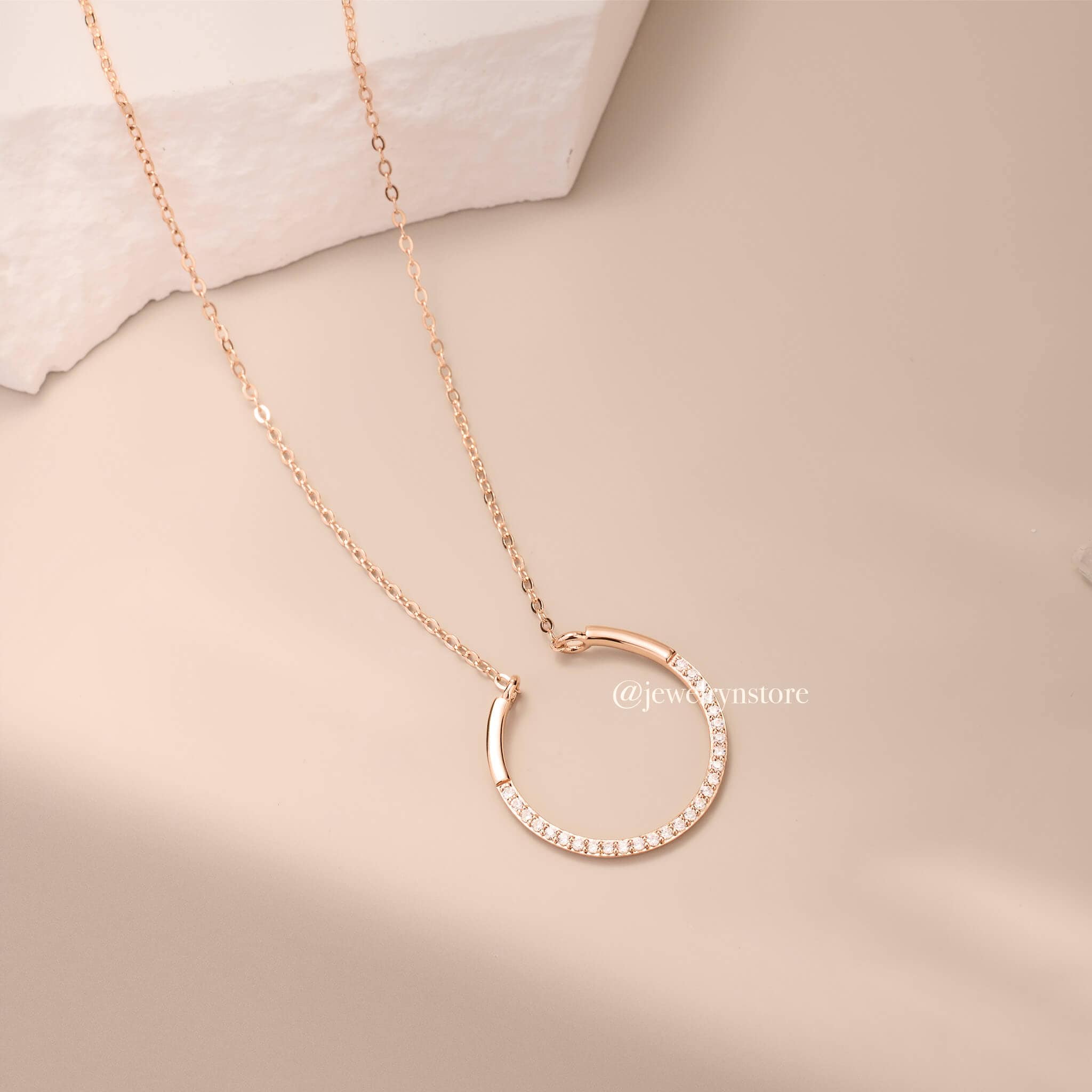 925 Silver Simple Circle Necklace - Jewelry And Store