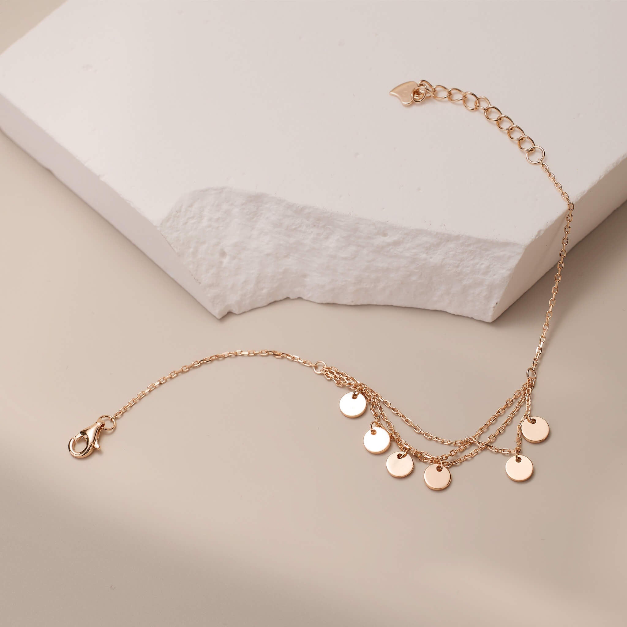 925 Silver Double Layered Dot - Charm Bracelet - Jewelry And Store