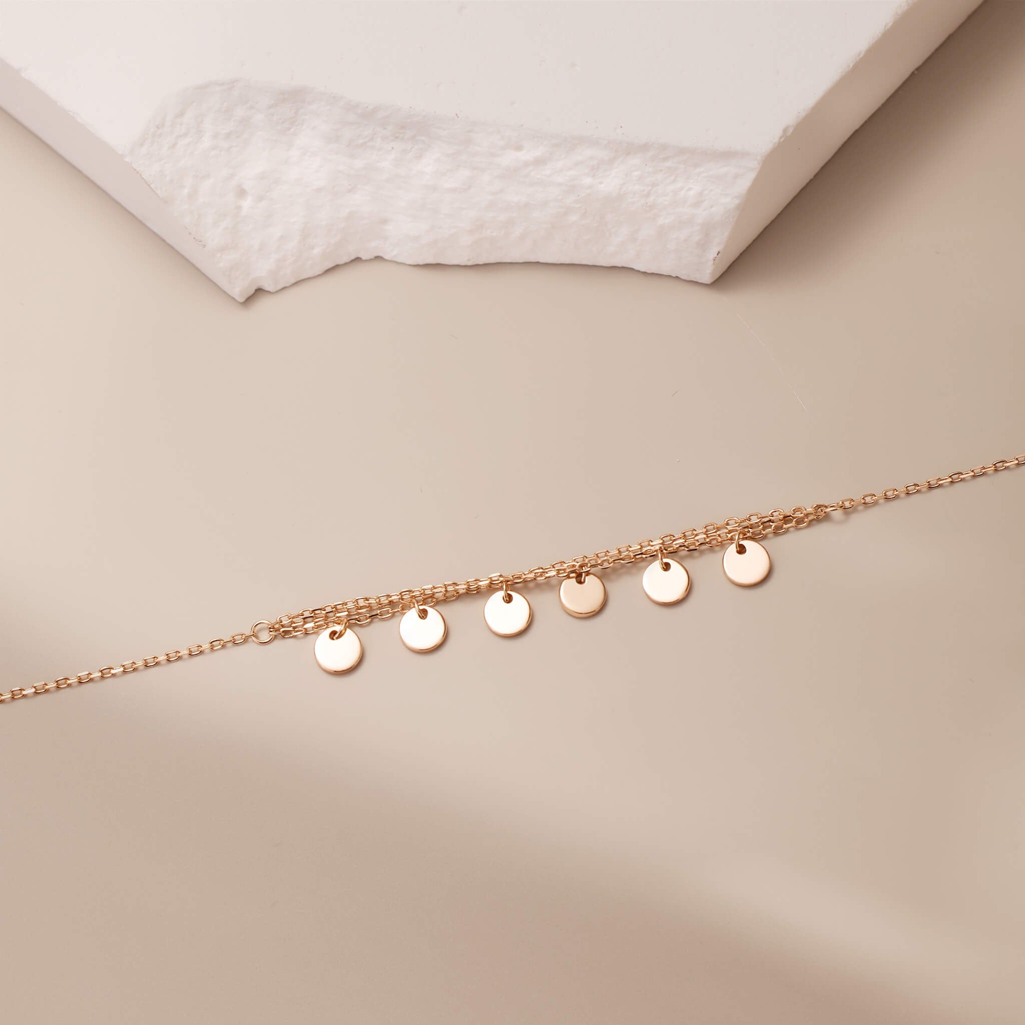 925 Silver Double Layered Dot - Charm Bracelet - Jewelry And Store