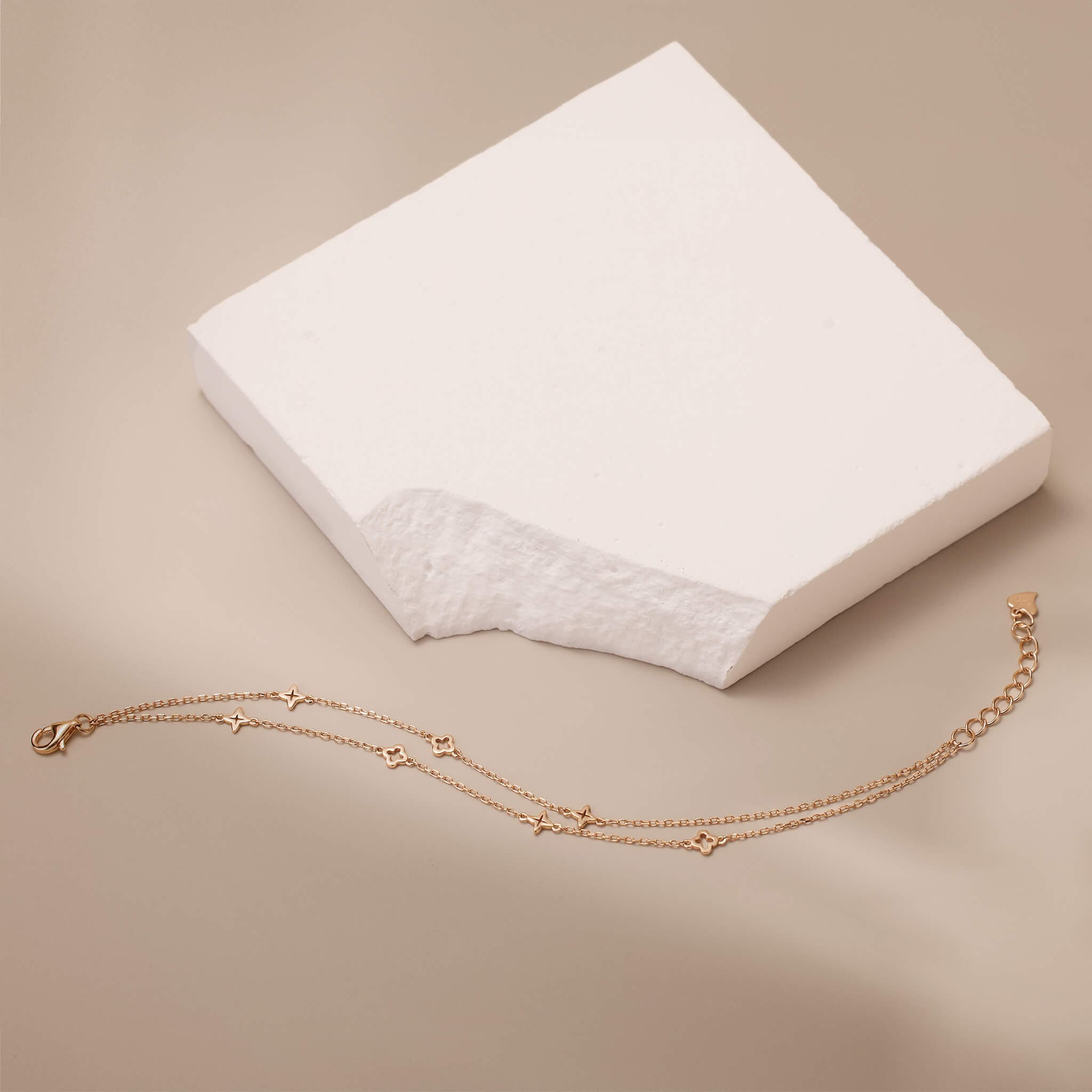 925 Silver Clover Double Layered Bracelet - Jewelry And Store