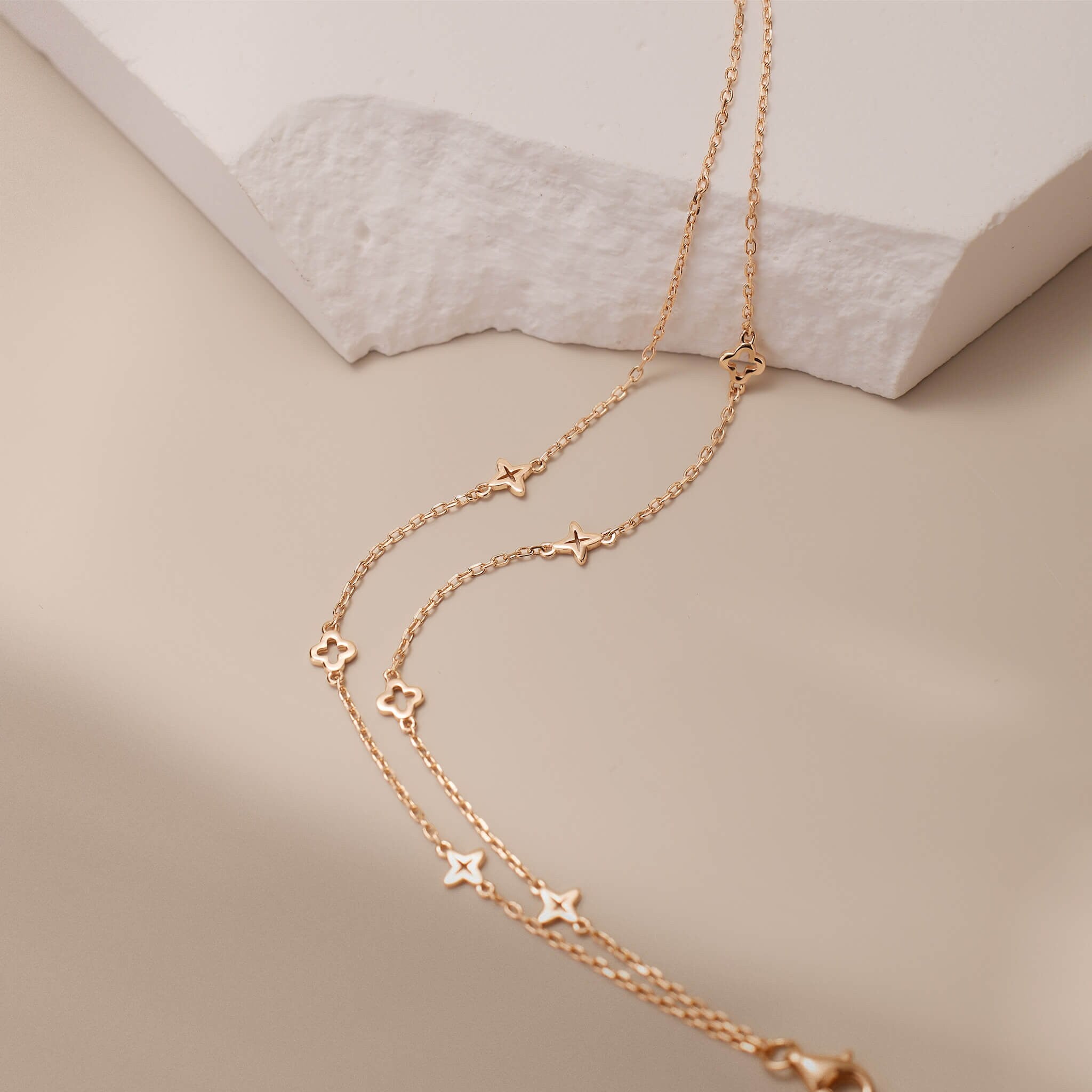 925 Silver Clover Double Layered Bracelet - Jewelry And Store