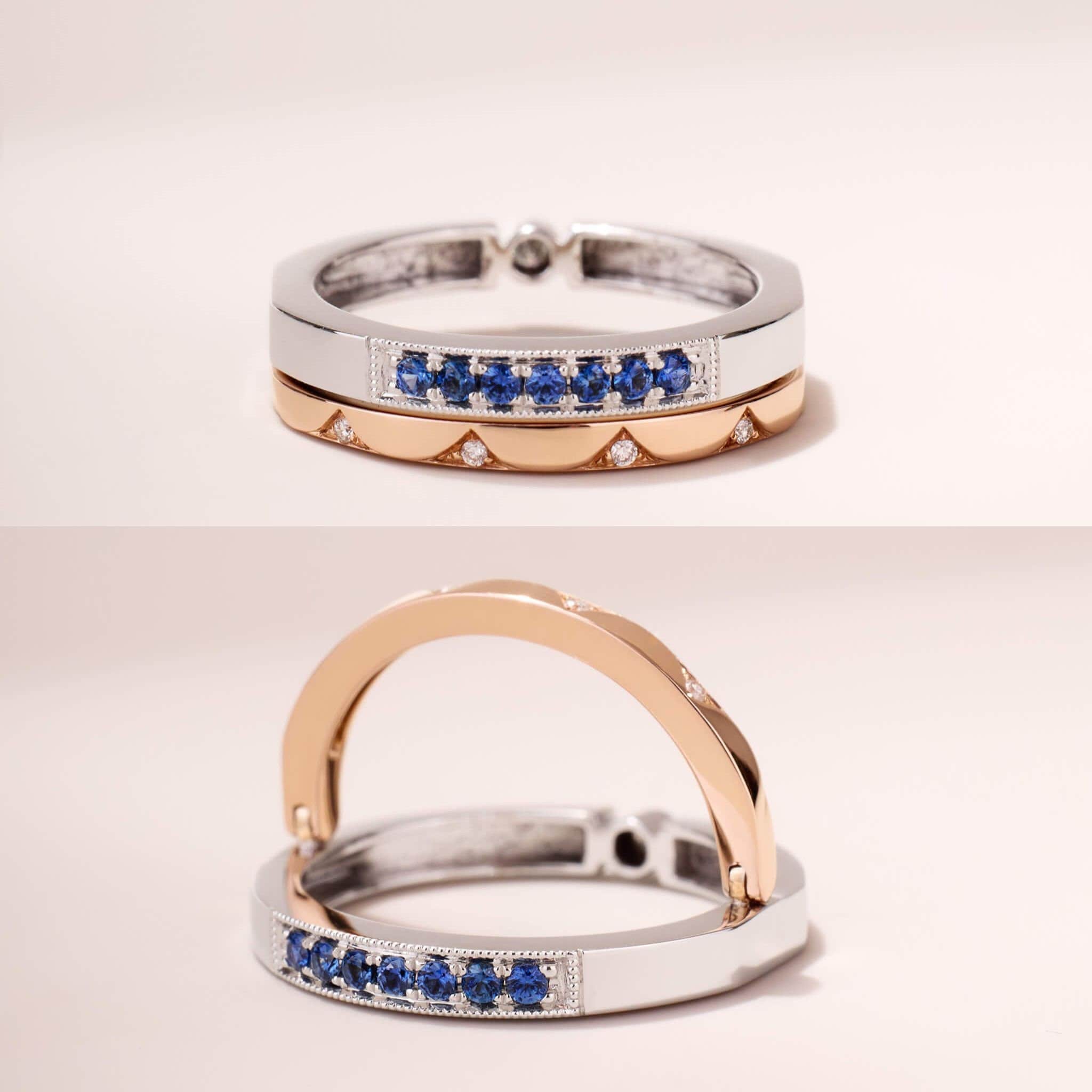One - Flip Diamond and Sapphire Ring(1 Rings with 4 Styles) - Jewelry And Store