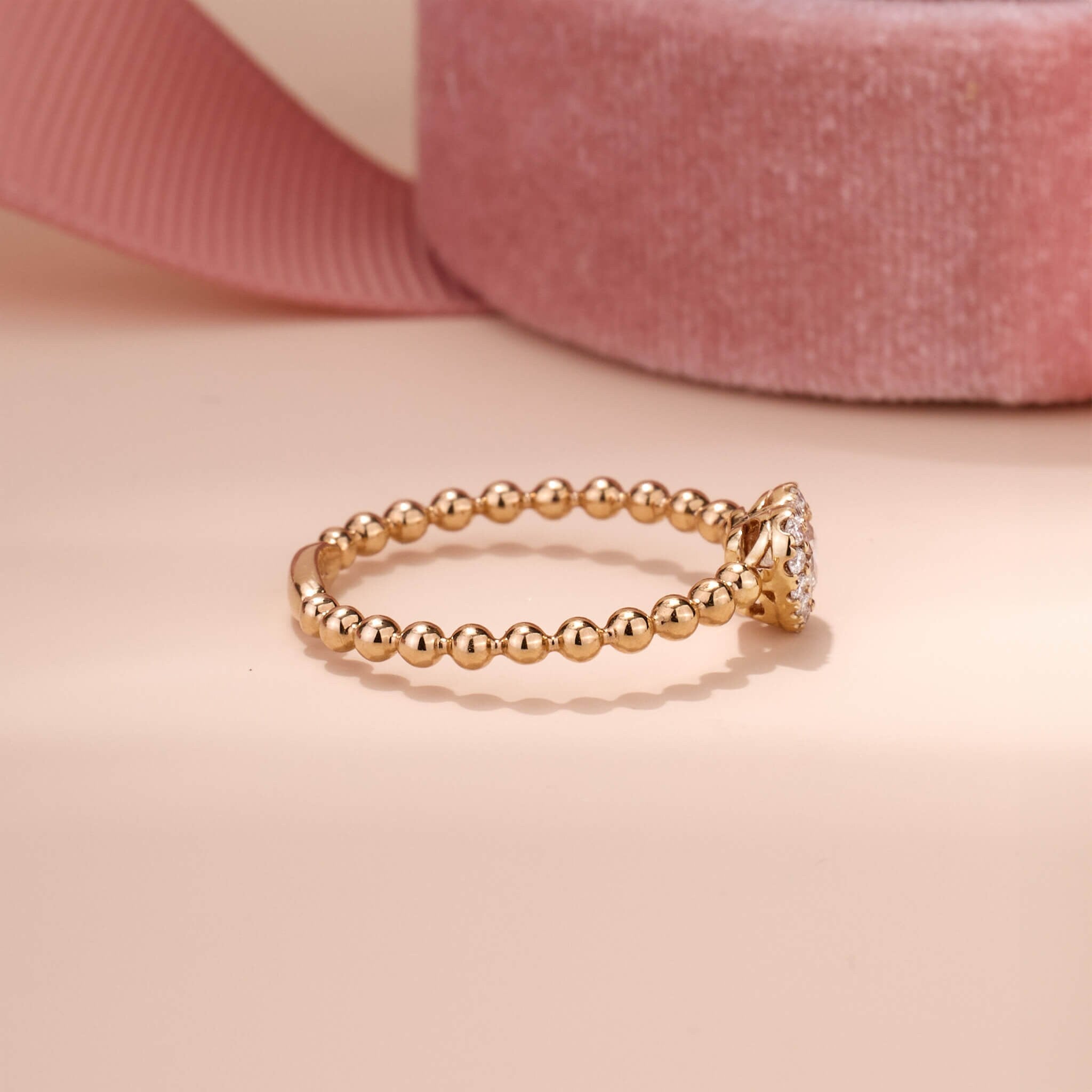 18K Gold Unique Heart - shape Diamond Engagement Ring - Jewelry And Store