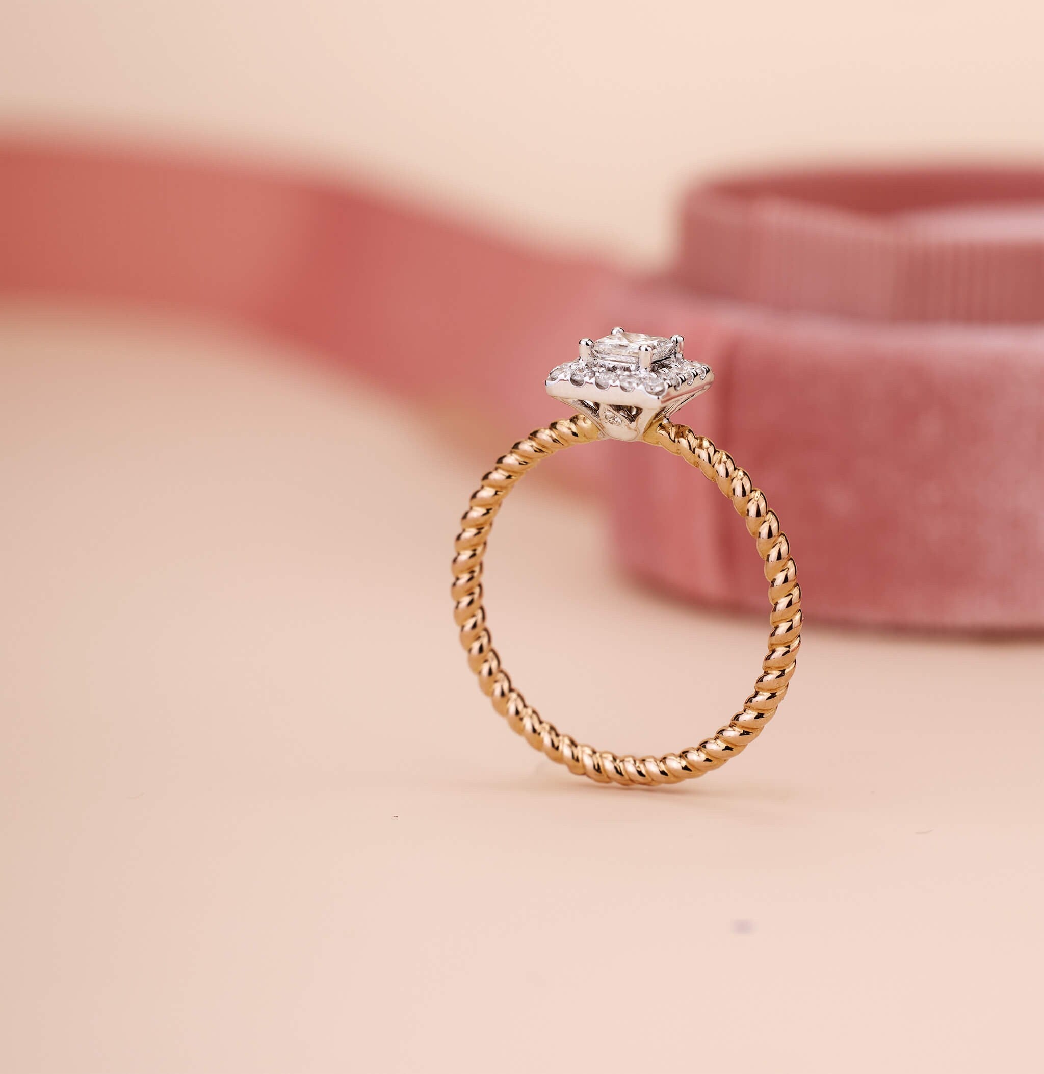 18K Gold Unique Princess - Cut Diamond Engagement Ring - Jewelry And Store