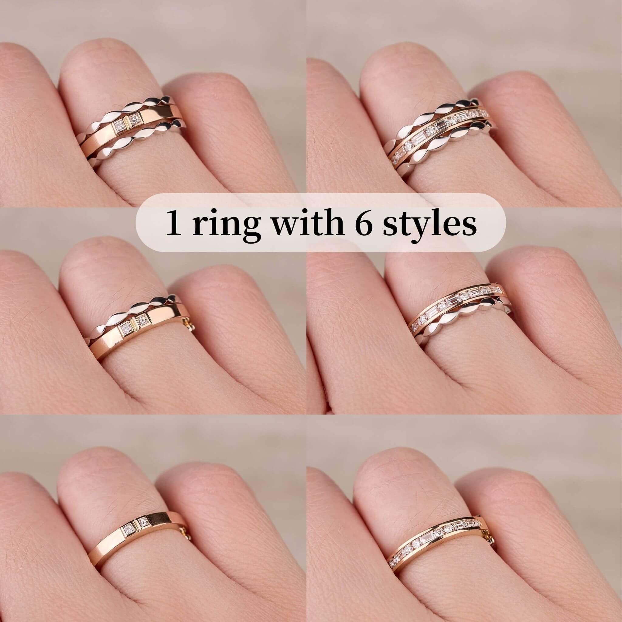 Two - Flips Diamond Ring(1 Rings with 6 Styles) - Jewelry And Store