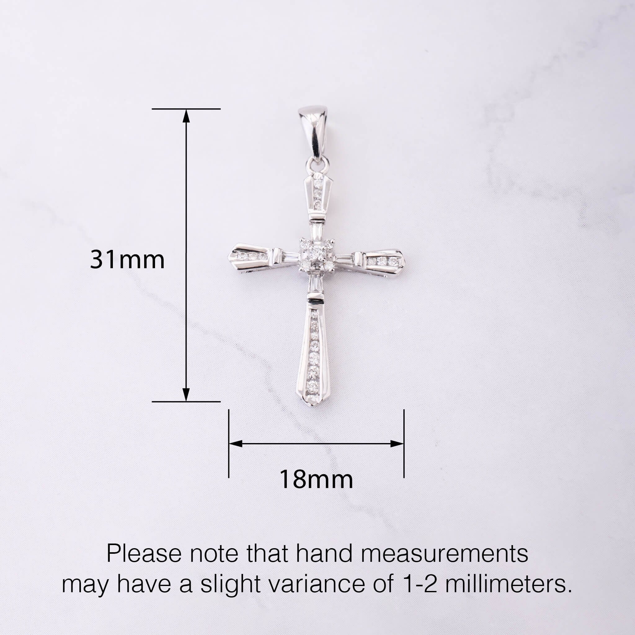 18K Gold Vintage - Styled Cross Pendant with Natural Diamond - Jewelry And Store