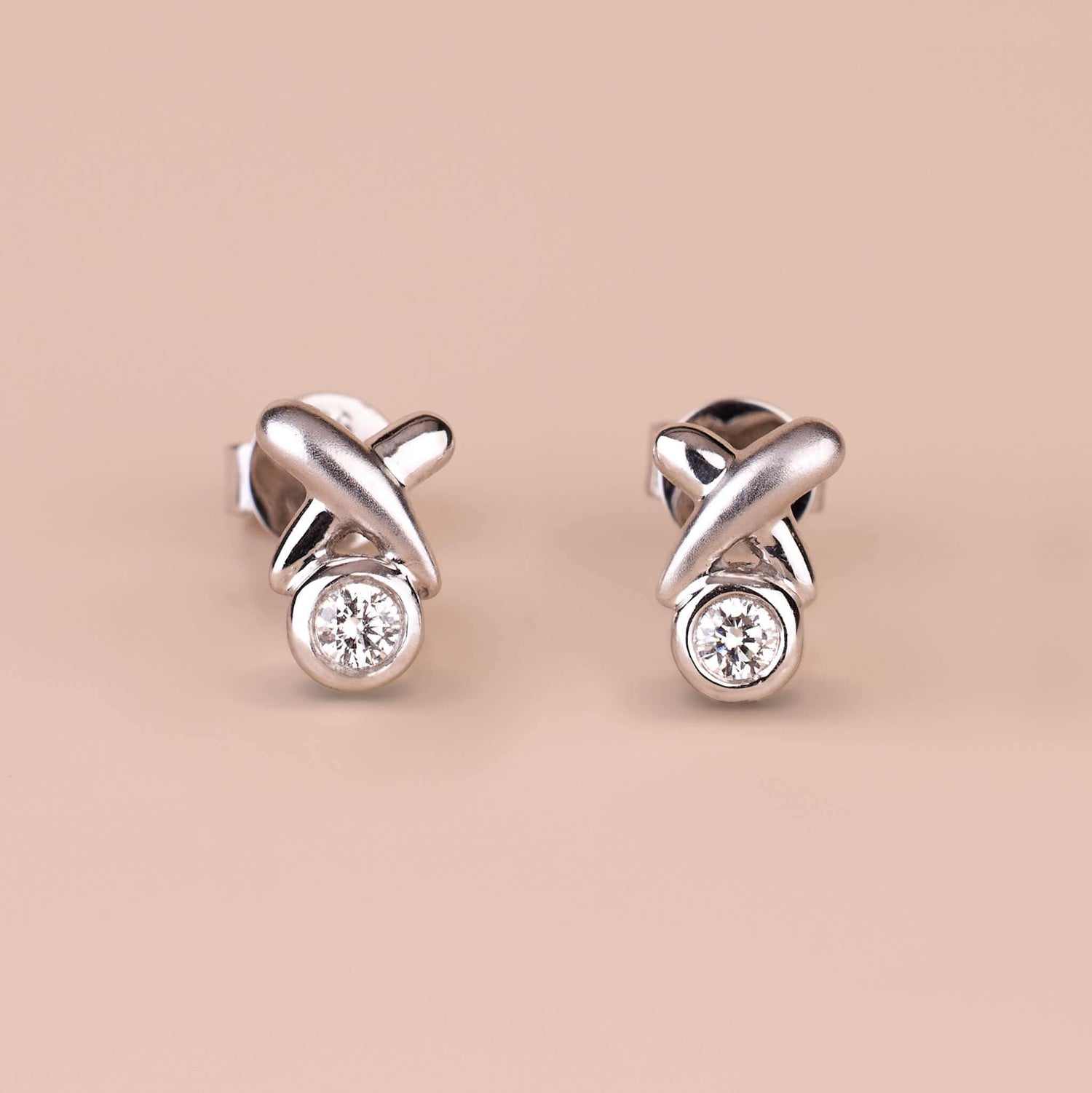 Platinum XOXO Natural Diamond Earrings - Jewelry And Store