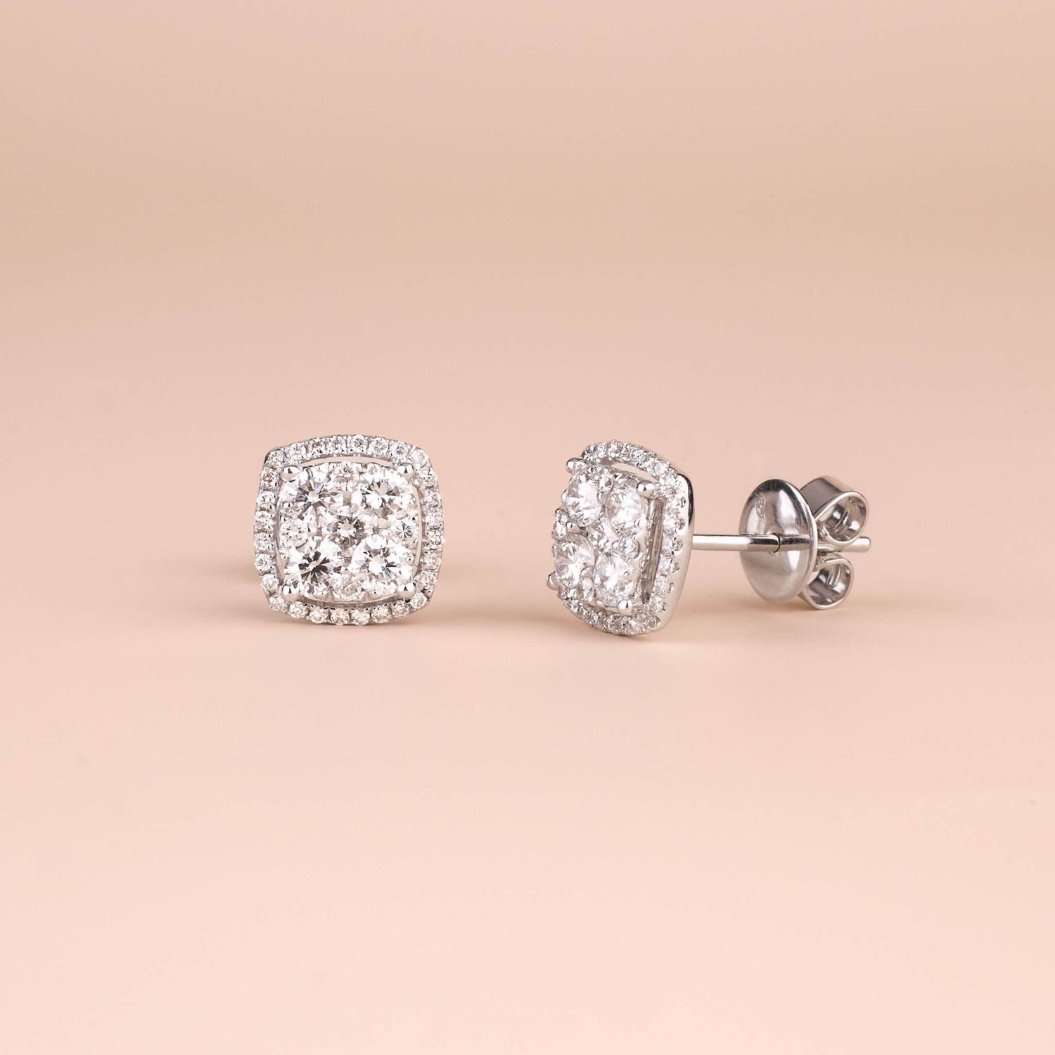 1.06 ct.tw. Diamond Halo Earrings - Jewelry And Store