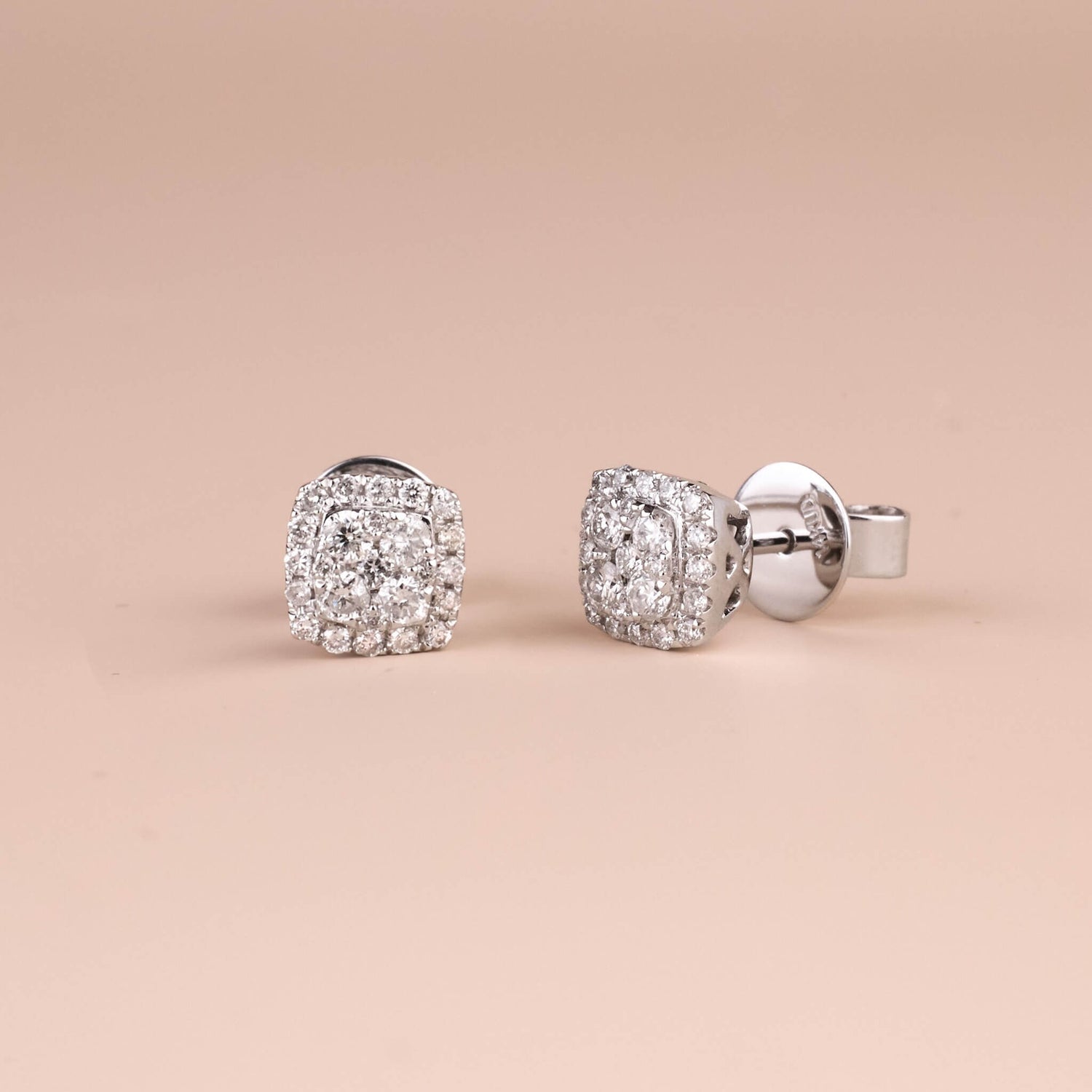 14K Gold Classic Diamond Halo Earrings - Jewelry And Store