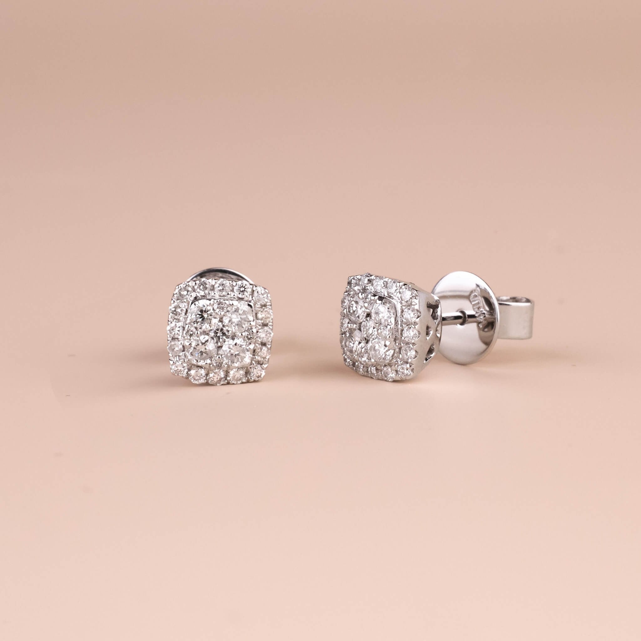 14K Gold Classic Diamond Halo Earrings - Jewelry And Store