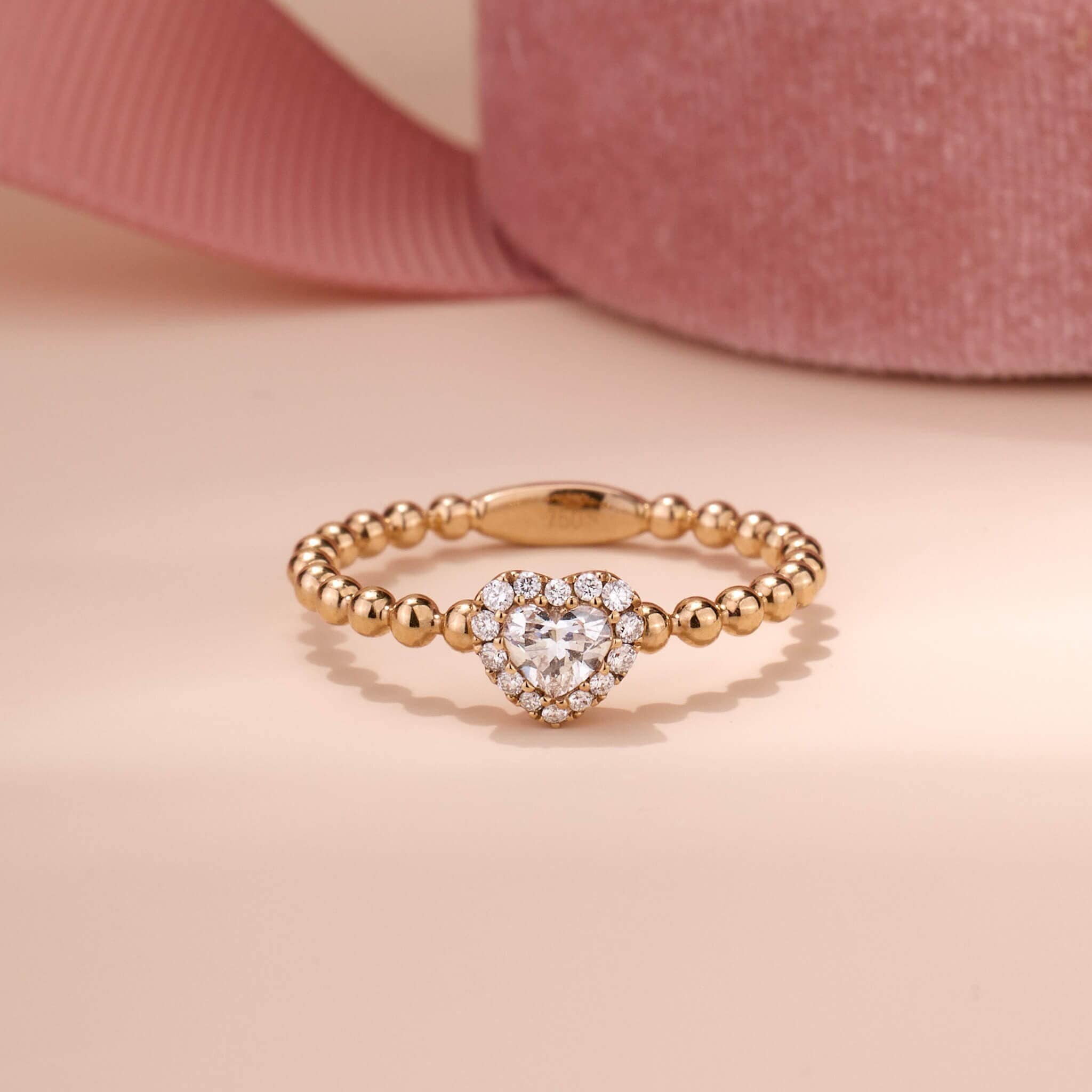 18K Gold Unique Heart - shape Diamond Engagement Ring - Jewelry And Store