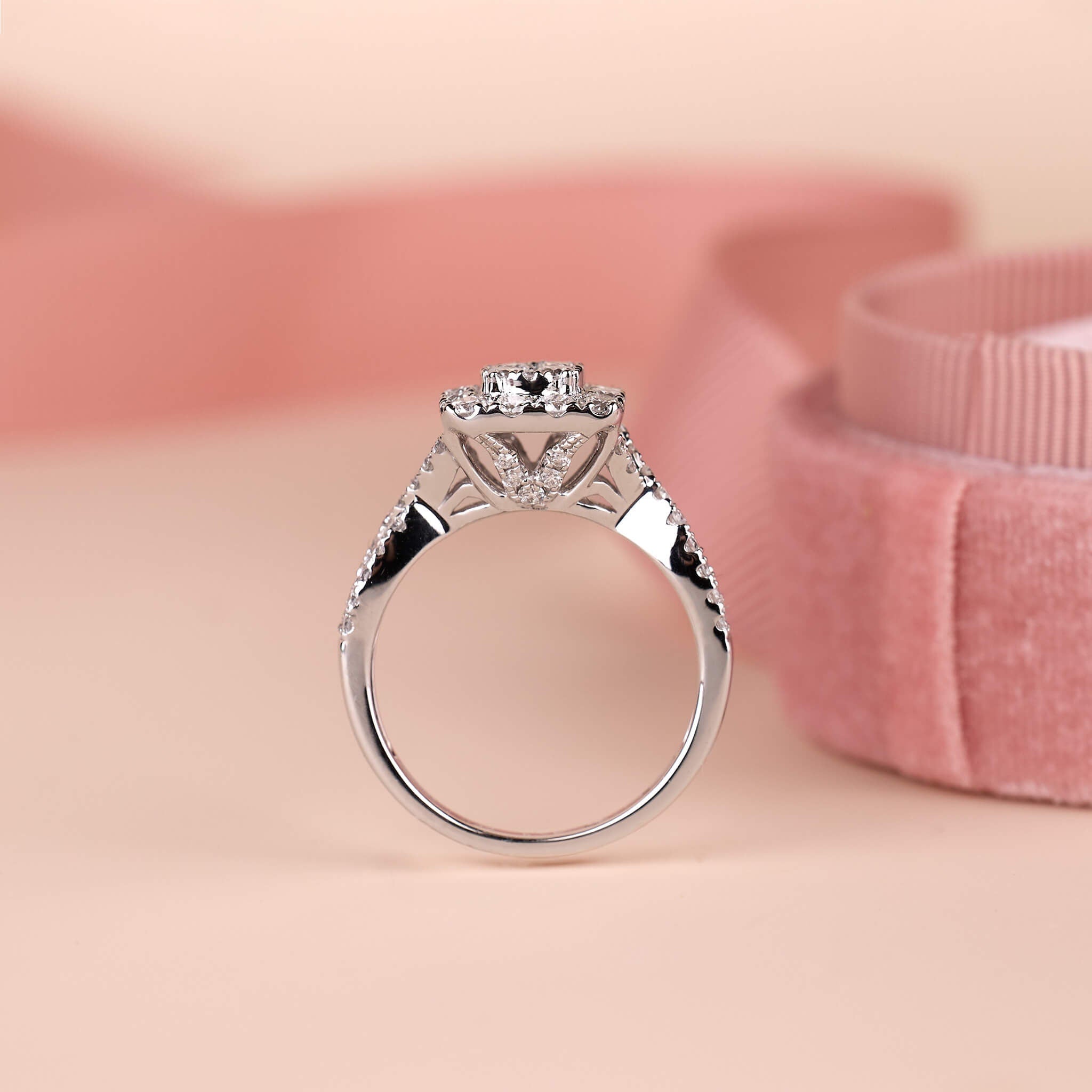 1.09 ct.tw.Classic Diamond Halo Ring - Jewelry And Store